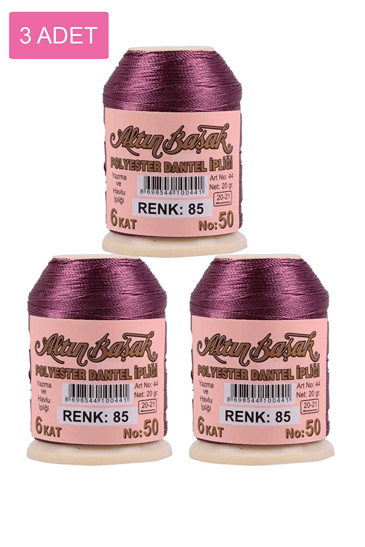 3 Adet Altınbaşak Oya ve Dantel İpi 20 gr - No: 085