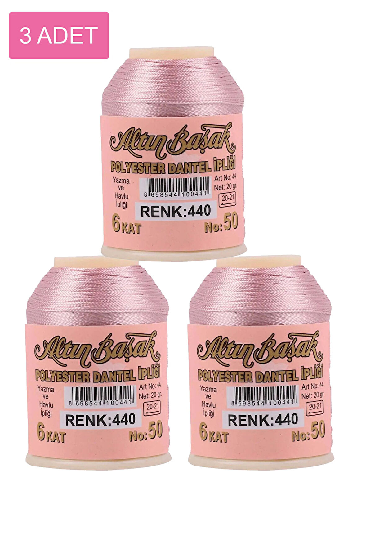 3 Adet Altınbaşak Oya ve Dantel İpi 20 gr - No: 440