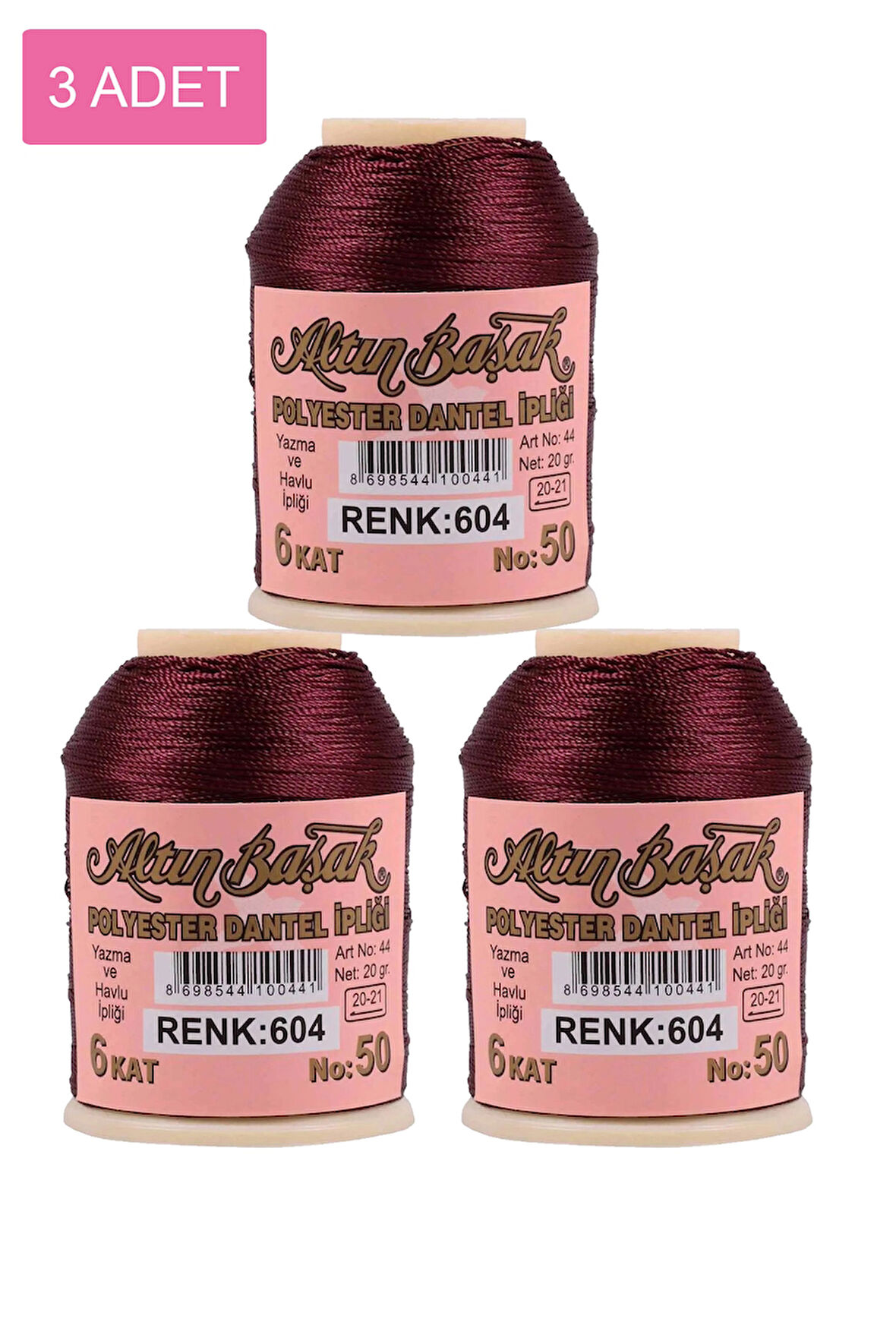 3 Adet Altınbaşak Oya ve Dantel İpi 20 gr - No: 604