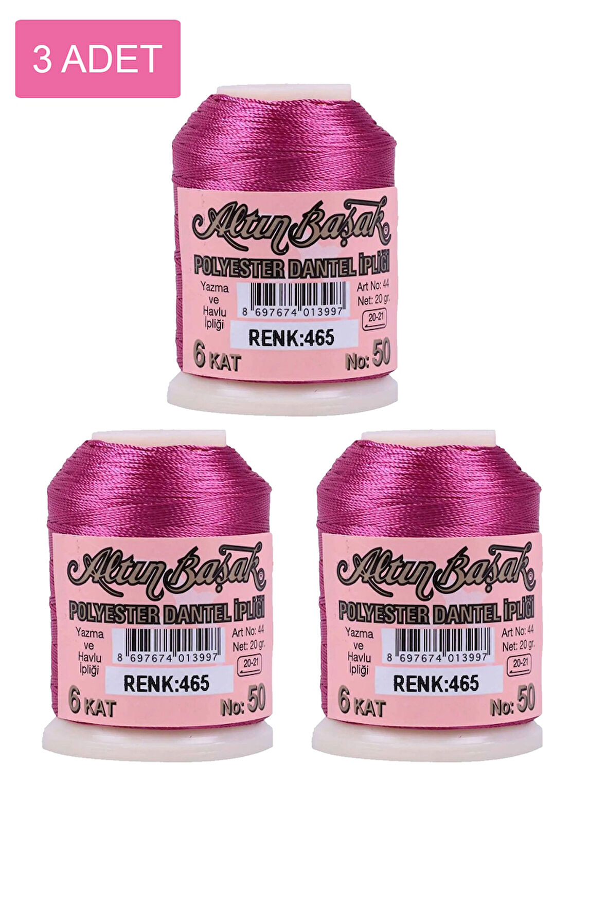 3 Adet Altınbaşak Oya ve Dantel İpi 20 gr - No: 465