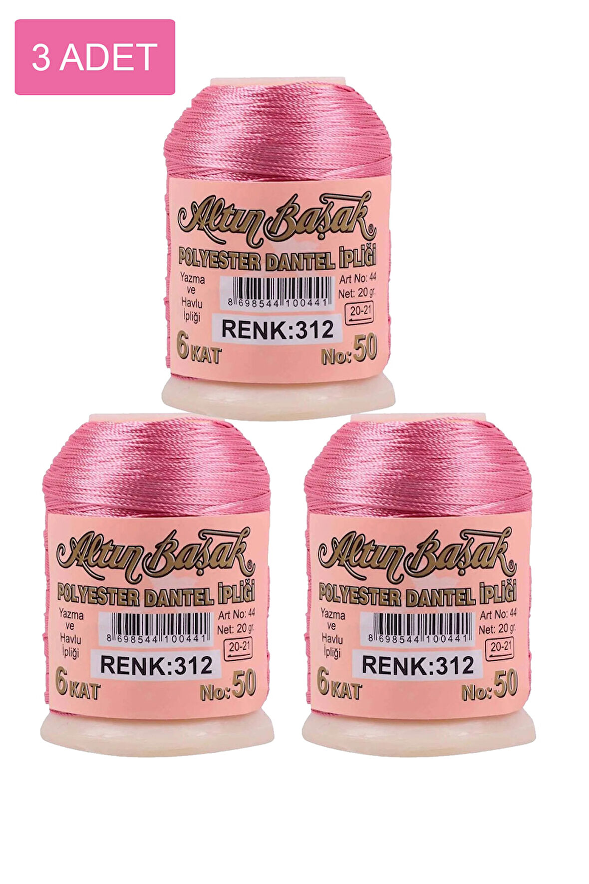 3 Adet Altınbaşak Oya ve Dantel İpi 20 gr - No: 312