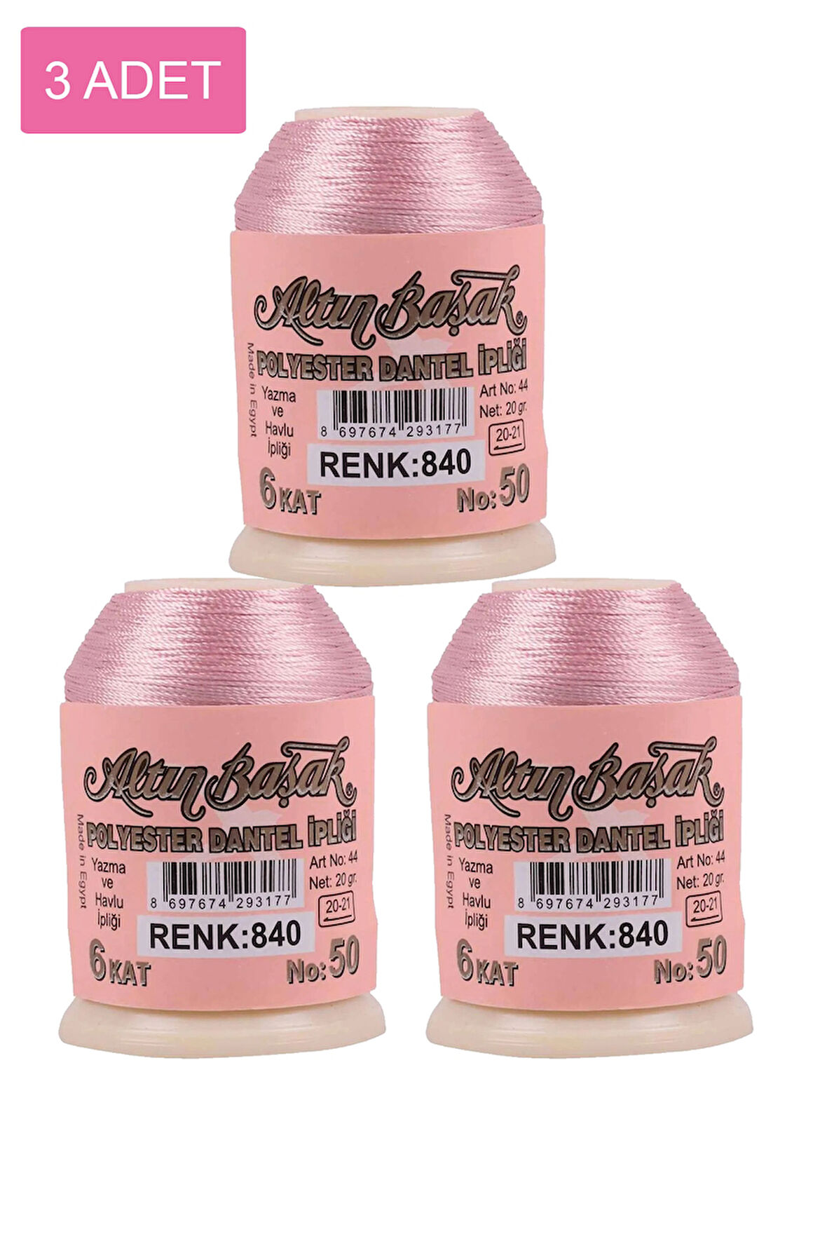 3 Adet Altınbaşak Oya ve Dantel İpi 20 gr - No: 840