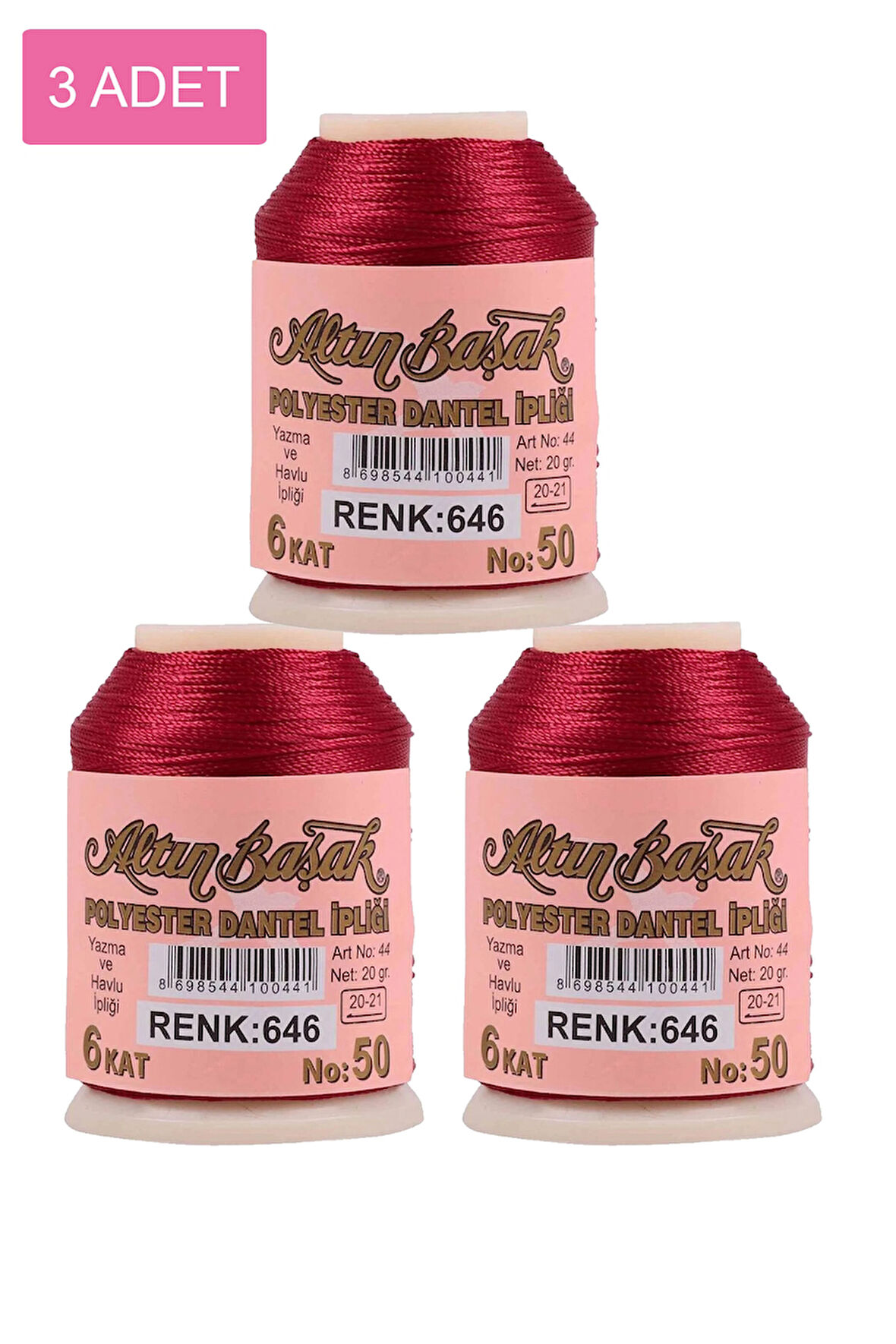 3 Adet Altınbaşak Oya ve Dantel İpi 20 gr - No: 646