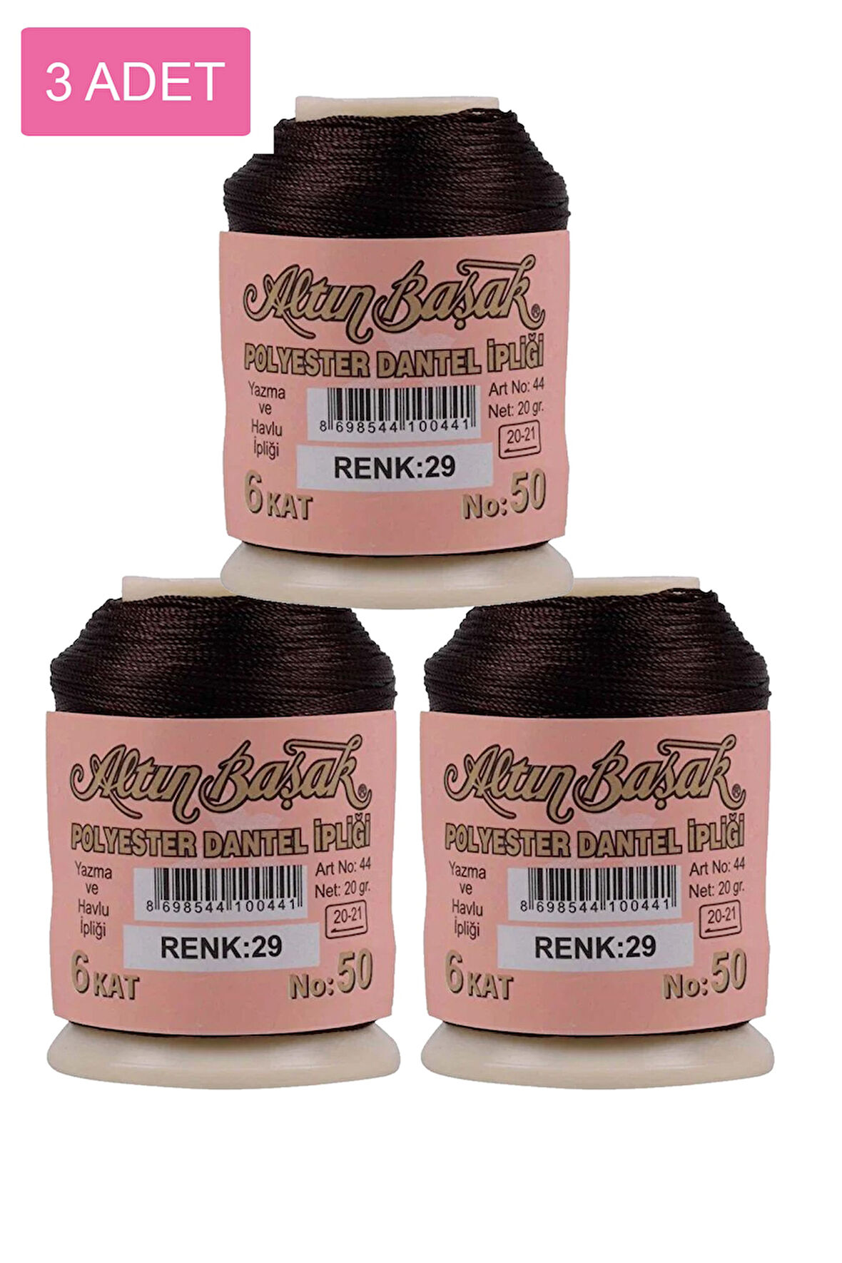 3 Adet Altınbaşak Oya ve Dantel İpi 20 gr - No: 029