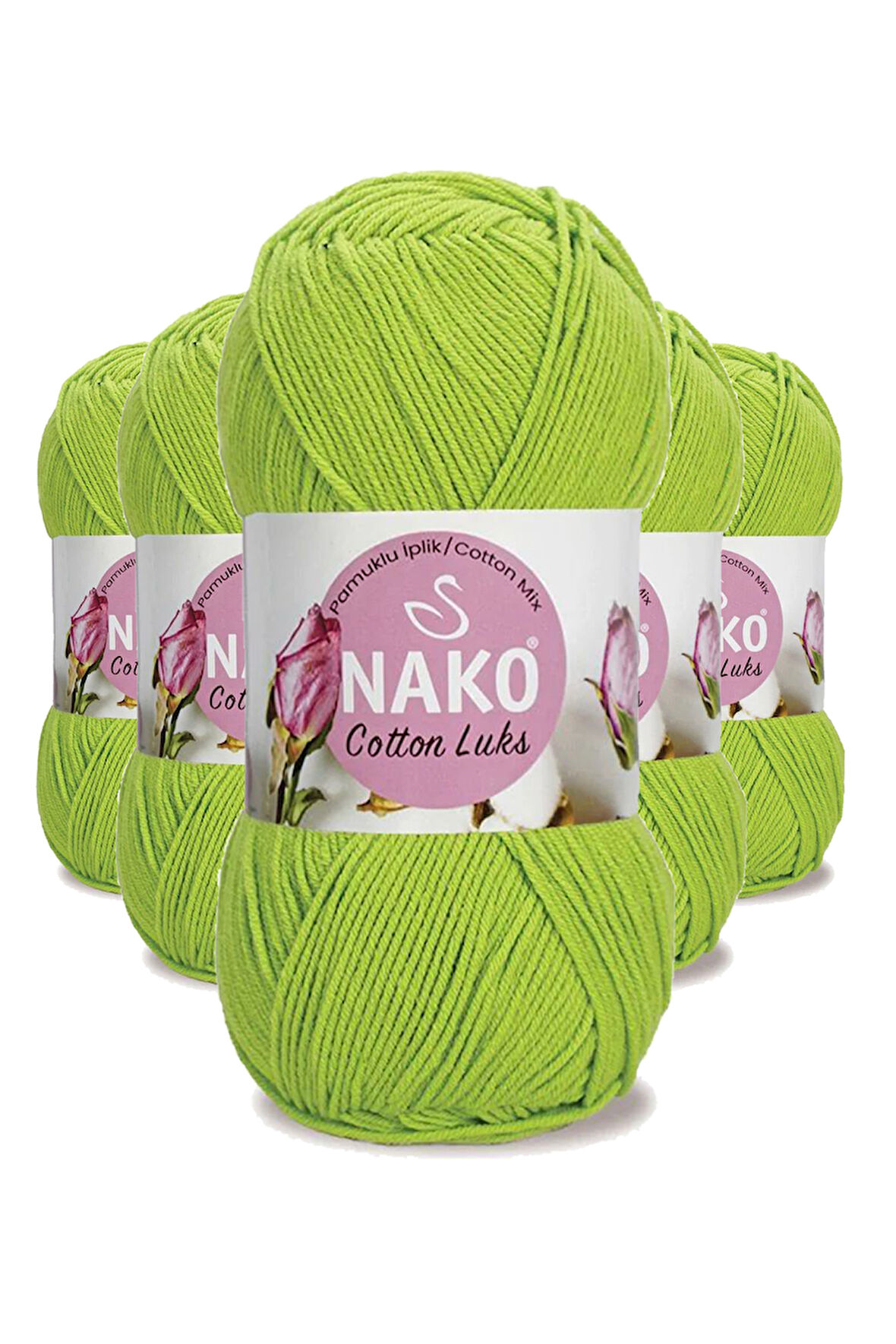 5 Adet Cotton LüYelek Tunik Kazak Bluz Hırka İpi Yünü Fıstık Yeşili 97567