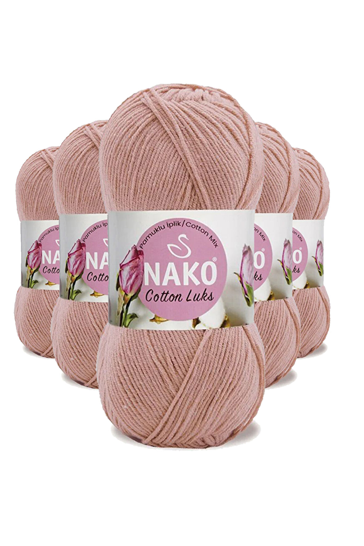 5 Adet Cotton LüYelek Tunik Kazak Bluz Hırka İpi Yünü Pudra 97545