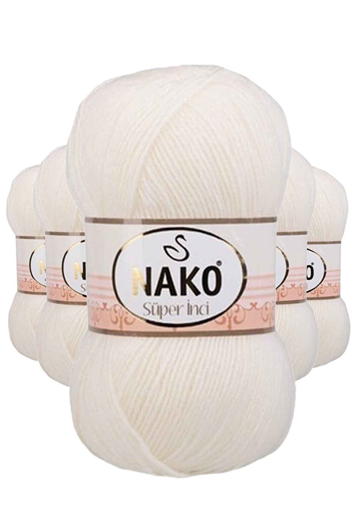 5 Adet Süper İnci El Örgü İpi 100 gr Ekru 300