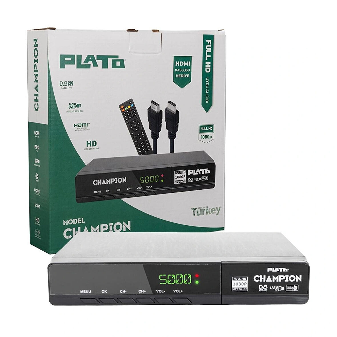 Plato Champion Metal Kasalı Full HD Uydu Alıcısı