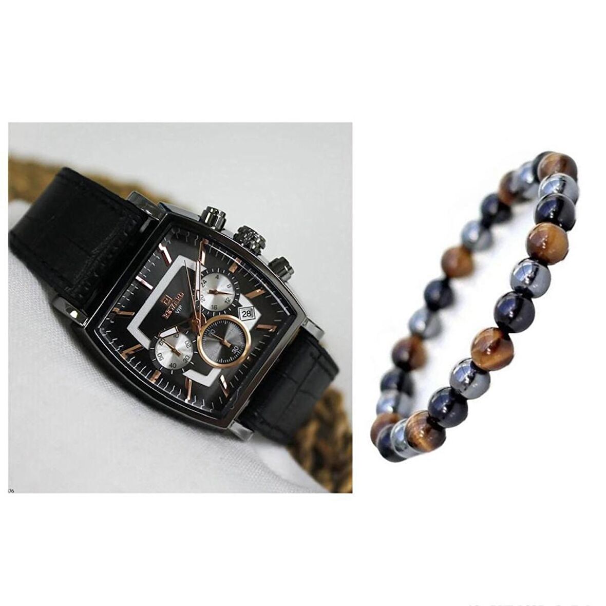 Reward Siyah Renk Deri Kordon Fonksiyonları Aktif Kare Kadran Erkek Kol Saati + Bileklik