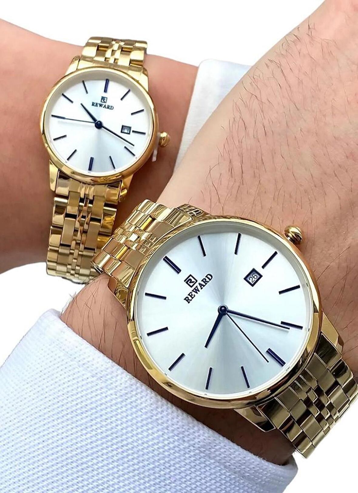 Reward Klasik Model Takvimli Gold Renk Sevgili Çift Saat