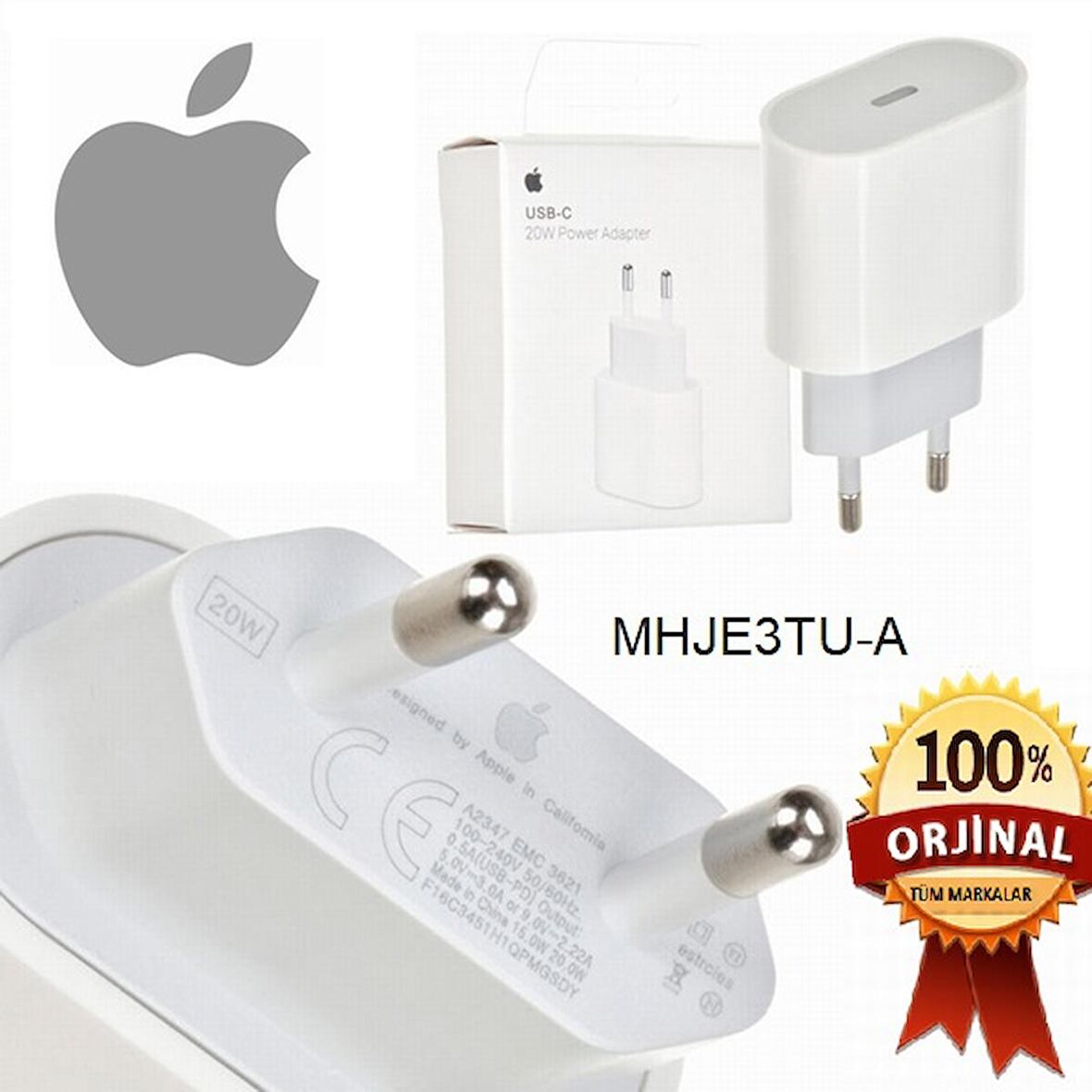 Day Orjinal Apple iPhone 7 Plus 20W Hızlı Şarj Kafası USB-C MHJE3TU-A KABLOSUZ