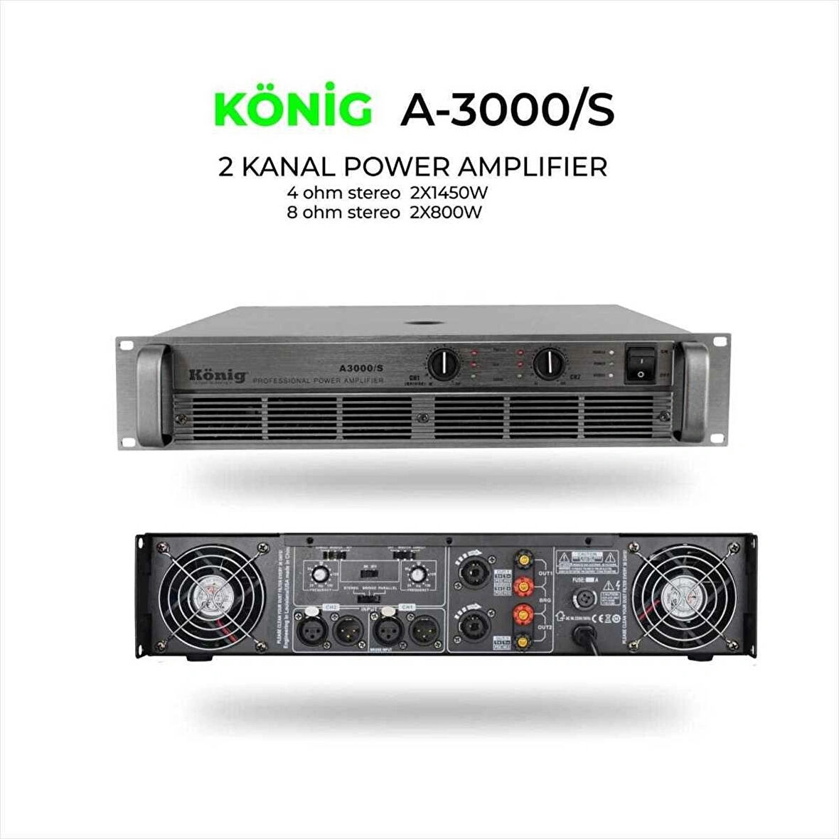 KÖNİG A-3000/S 4 OHM 2x1450W POWER