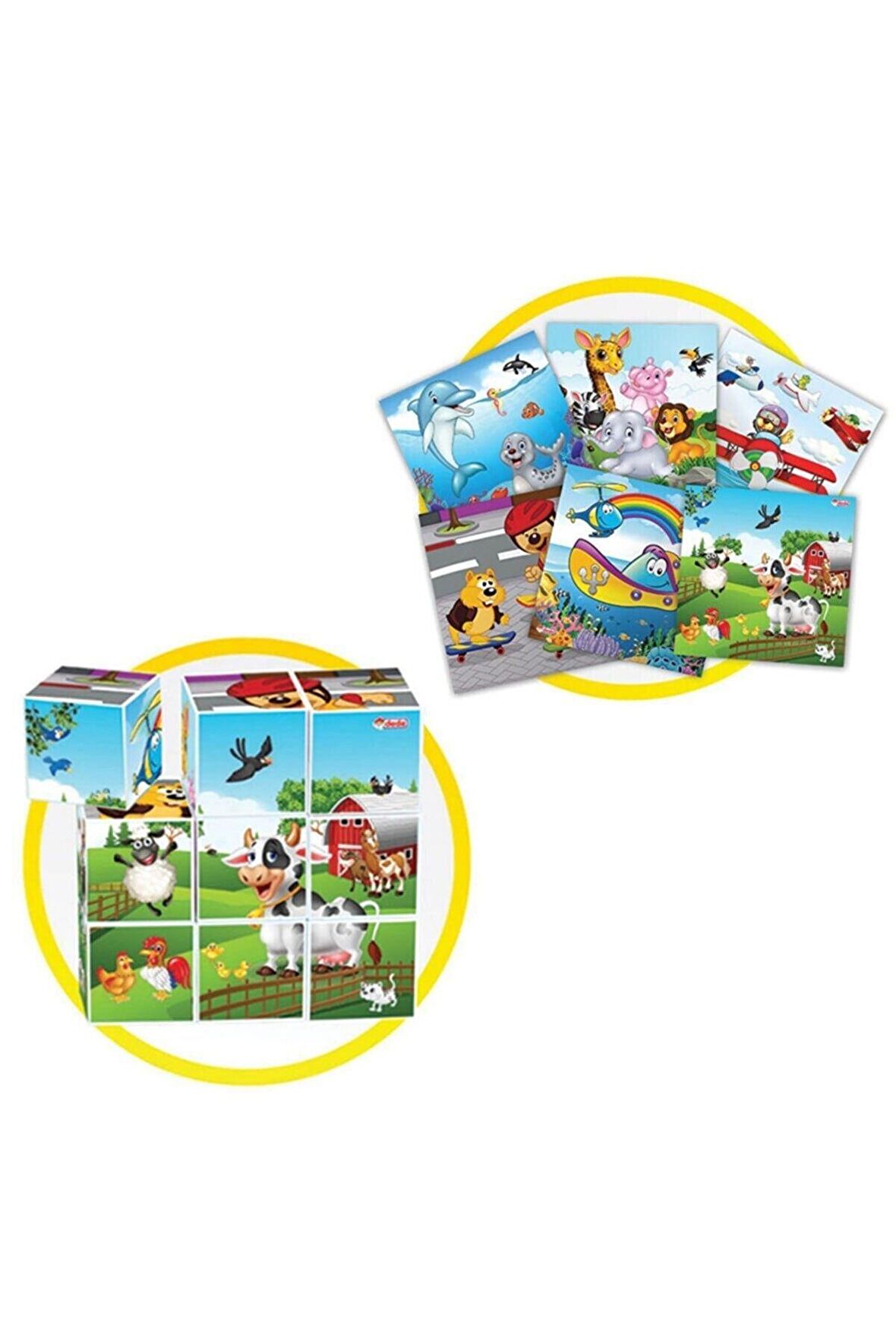 Baby Puzzle Cubes Bebek Resimli Küpler 9 Parça Yapboz Küp Eğitici Kız Erkek Çocuk Oyuncak Orijinal