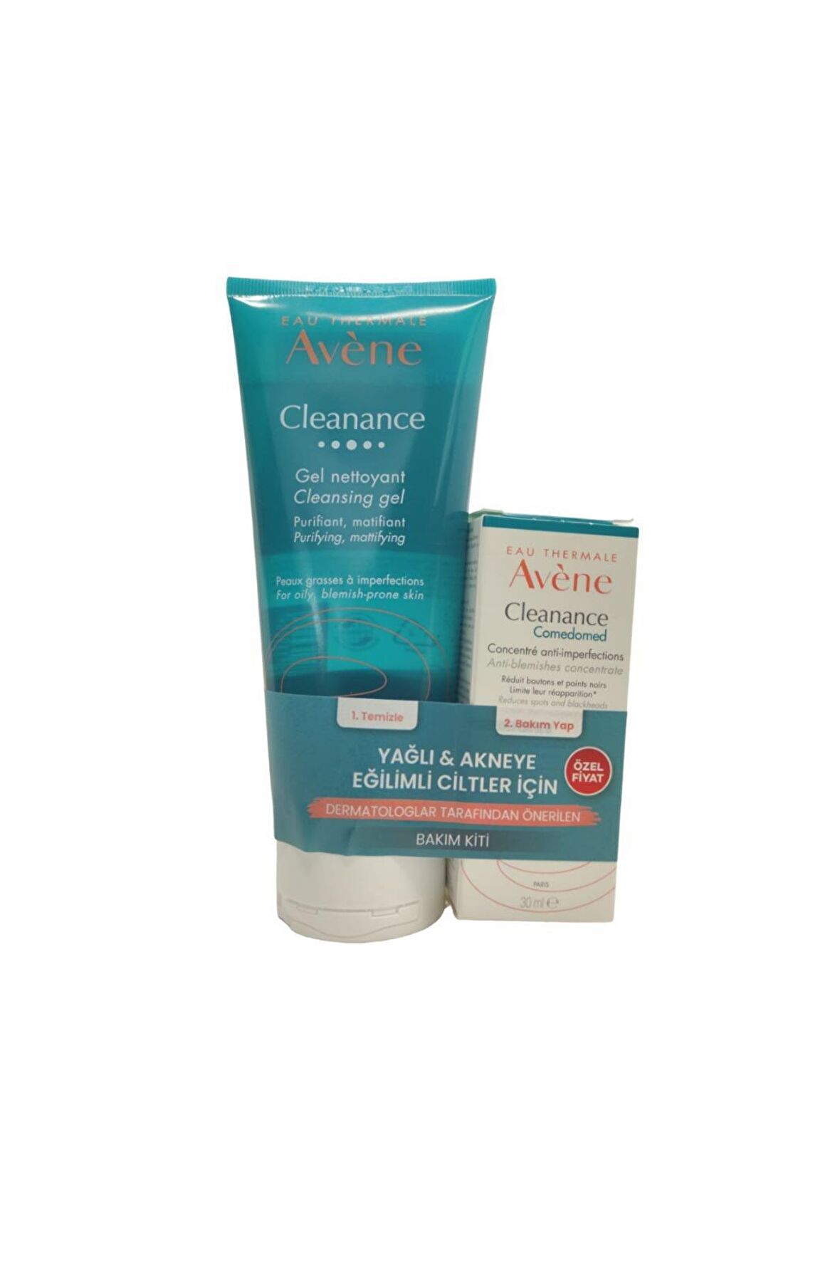 Avene Cleanance Yağlı Cilt için Temizleyici Yüz Temizleme Jeli 200 ml & Bakım Kremi 30 ml 