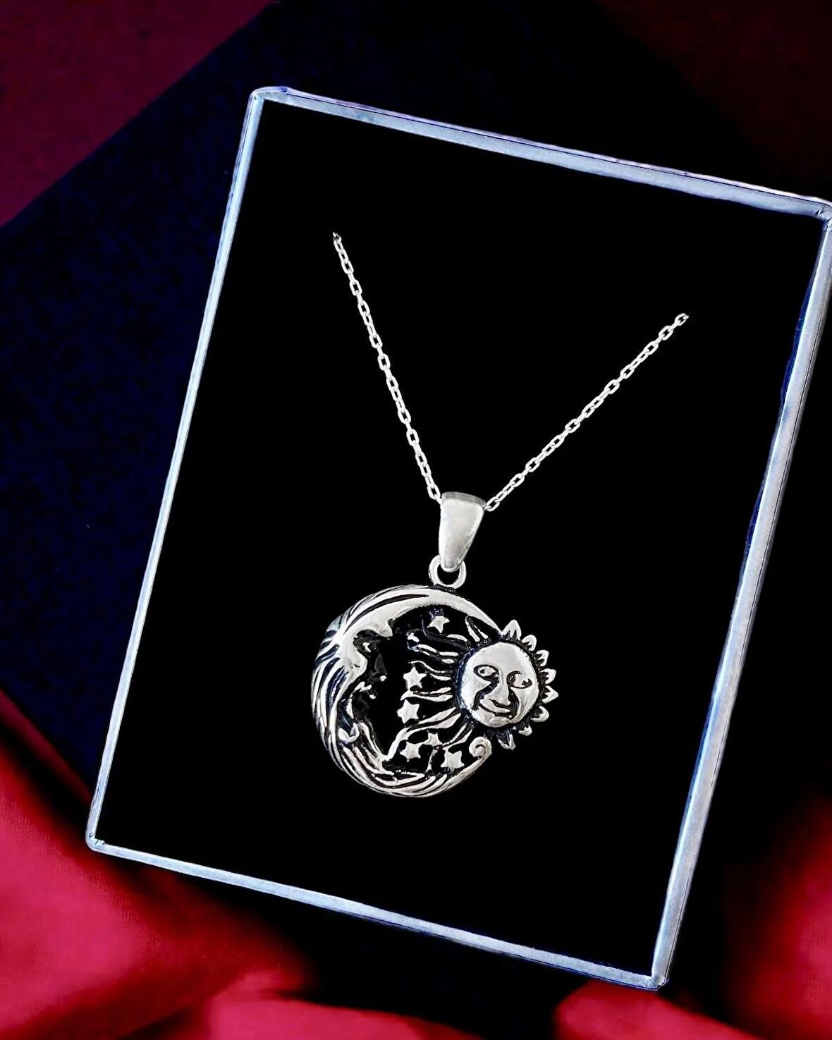 Ay, Güneş, Astroloji Unisex Tasarım 925 Ayar Gümüş Kolye