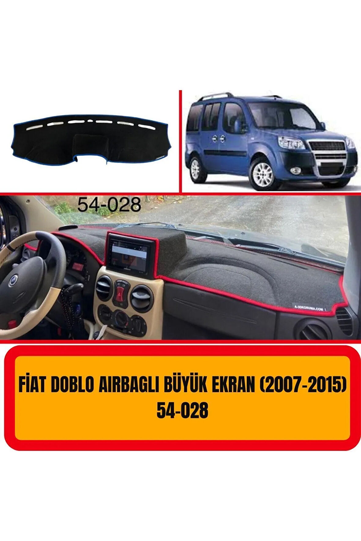 Fiat Doblo 2007-2015 Airbagli Double Ekran Ön Torpido Koruma Koruyucu Kilifi Aksesuarları Yedek