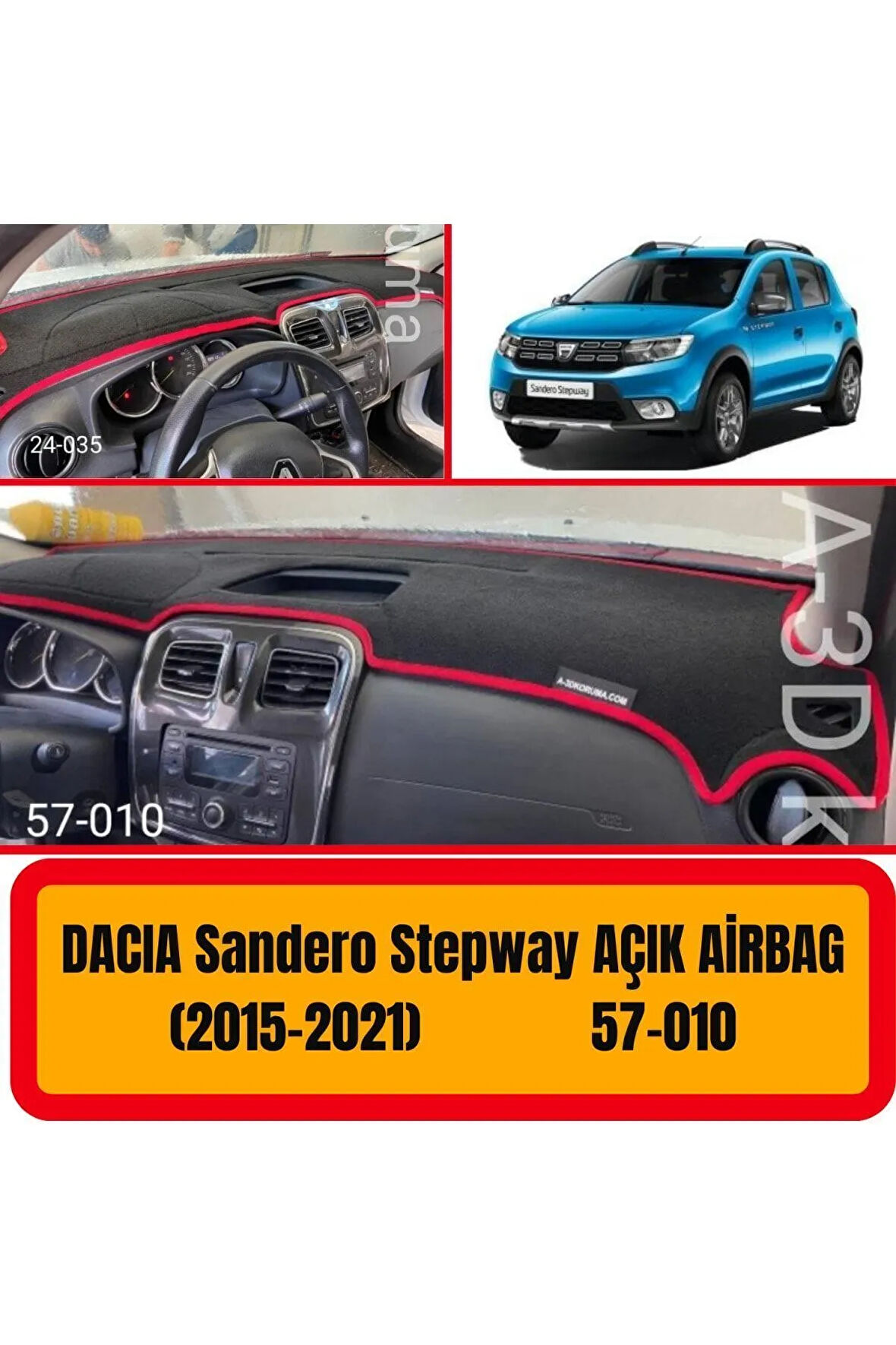 Dacia Sandero Stepway 2015-2021 Ön Torpido Koruma Koruyucu Kilifi Halisı Aksesuarlar Yedek Parça