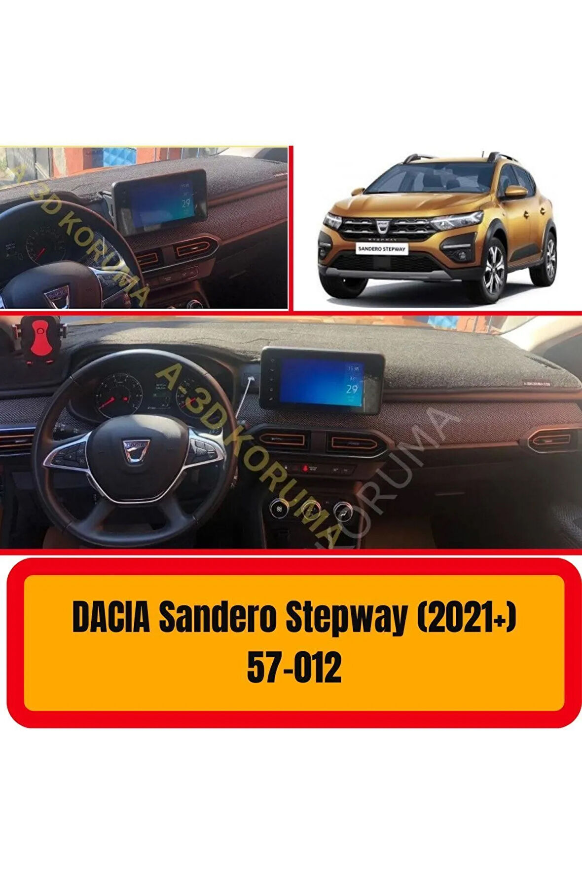 Dacıa Sandero Stepway 2021 Ön Örtüsü Göğüs Panel Torpido Koruma Koruyucu Kılıfı Halısı Yedek Parça