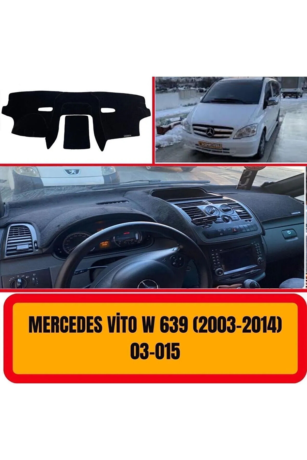 Mercedes-benz Vito Siyah 2003-2014 Ön Torpido Koruma Koruyucu Kilifi Halisi Aksesuarları Yedek