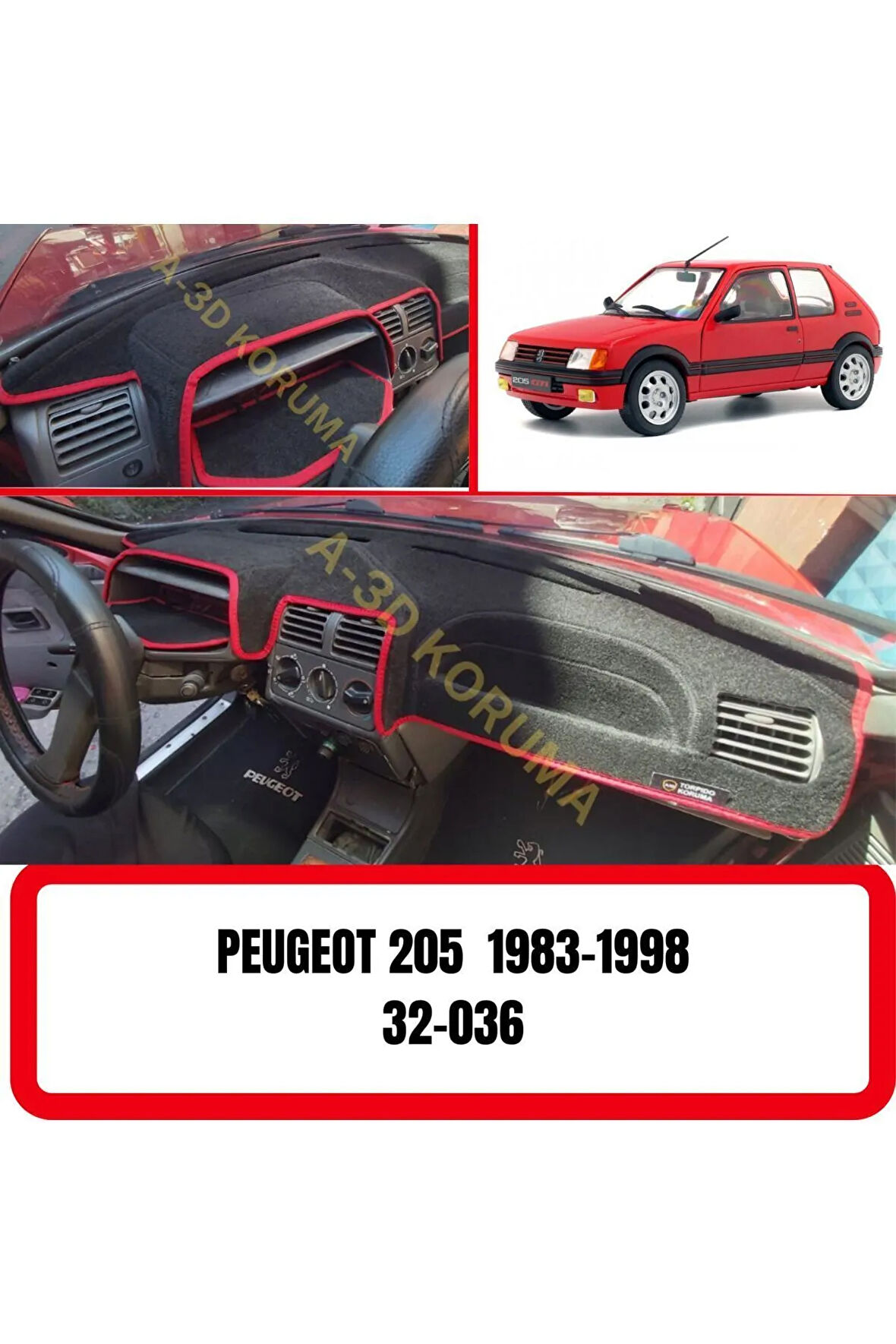 PEUGEOT 205 (1983-1998) 3d Torpido Koruma Kılıfı - Koruyucu Halı Kaplama