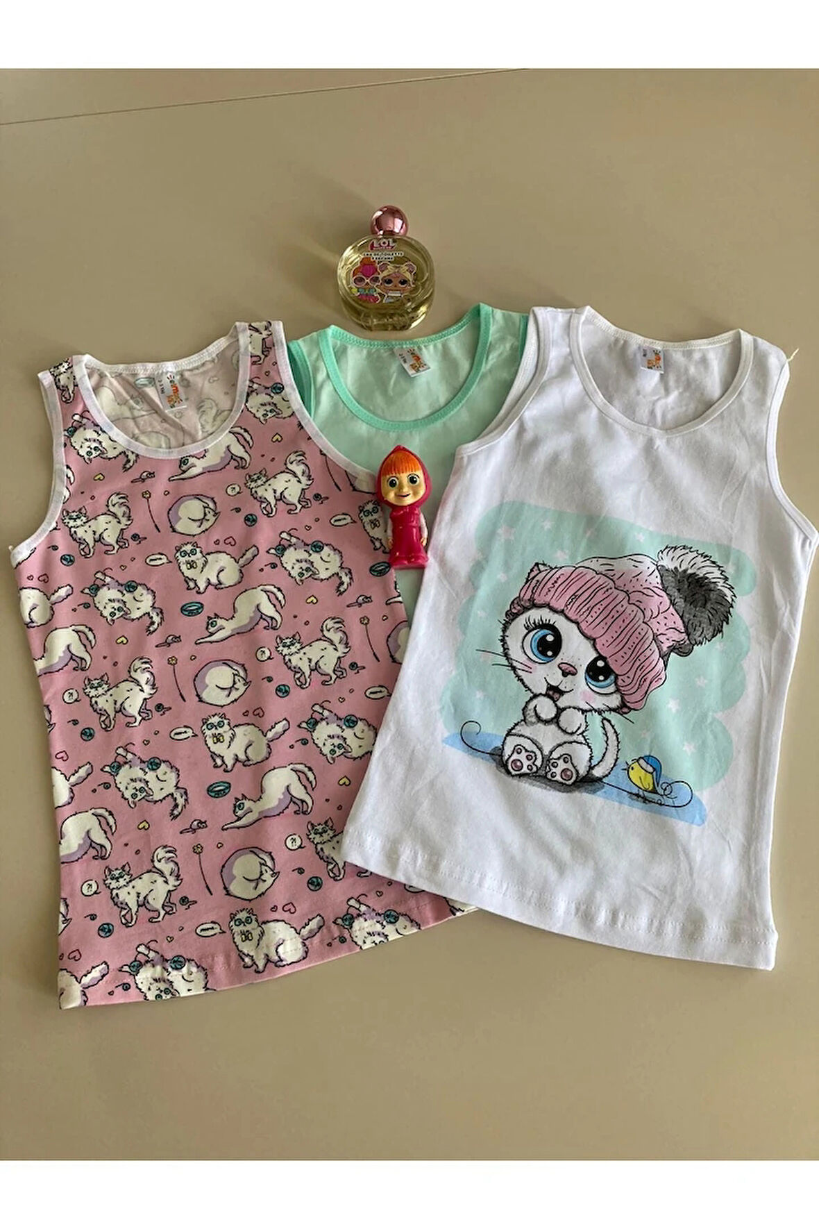 ELMAS Karışık Desen 3lü Kız Çocuk Atlet Set A-043
