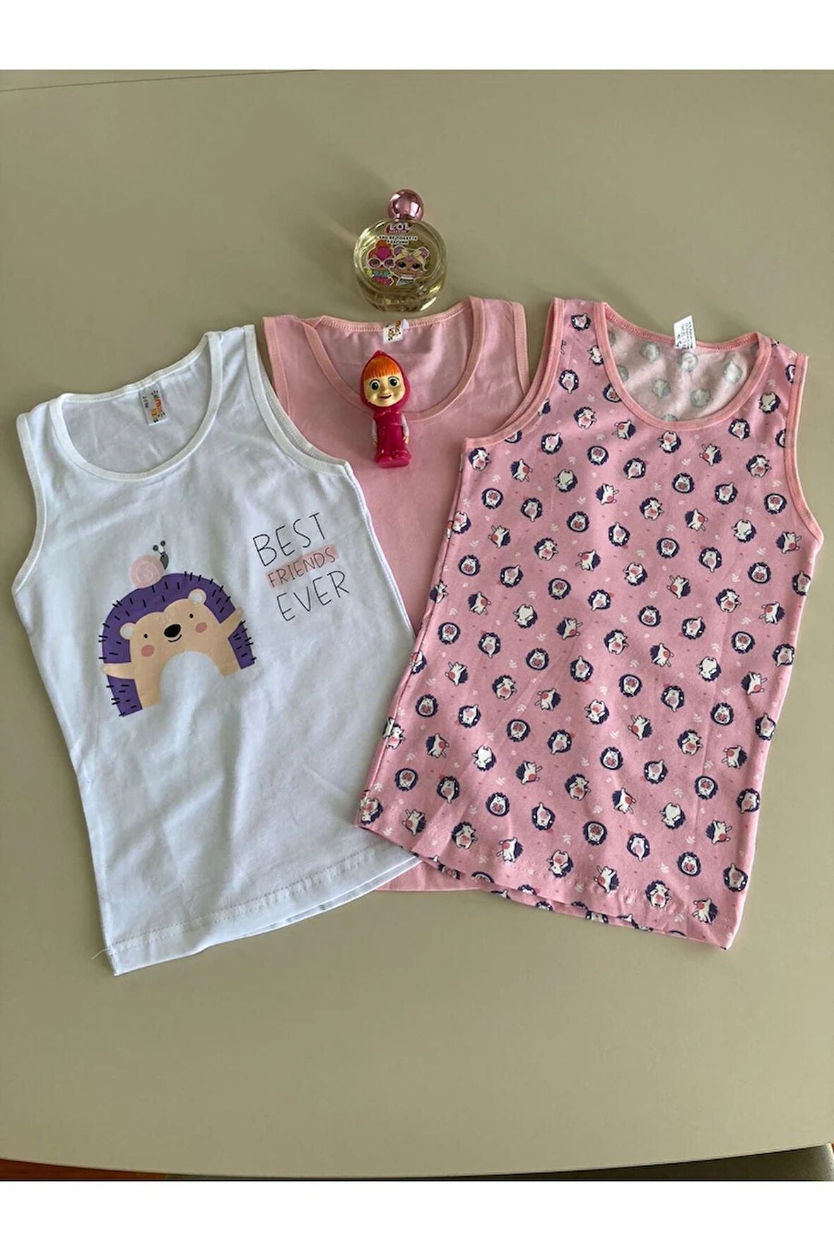 ELMAS Karışık Desen 3lü Kız Çocuk Atlet Set A-044