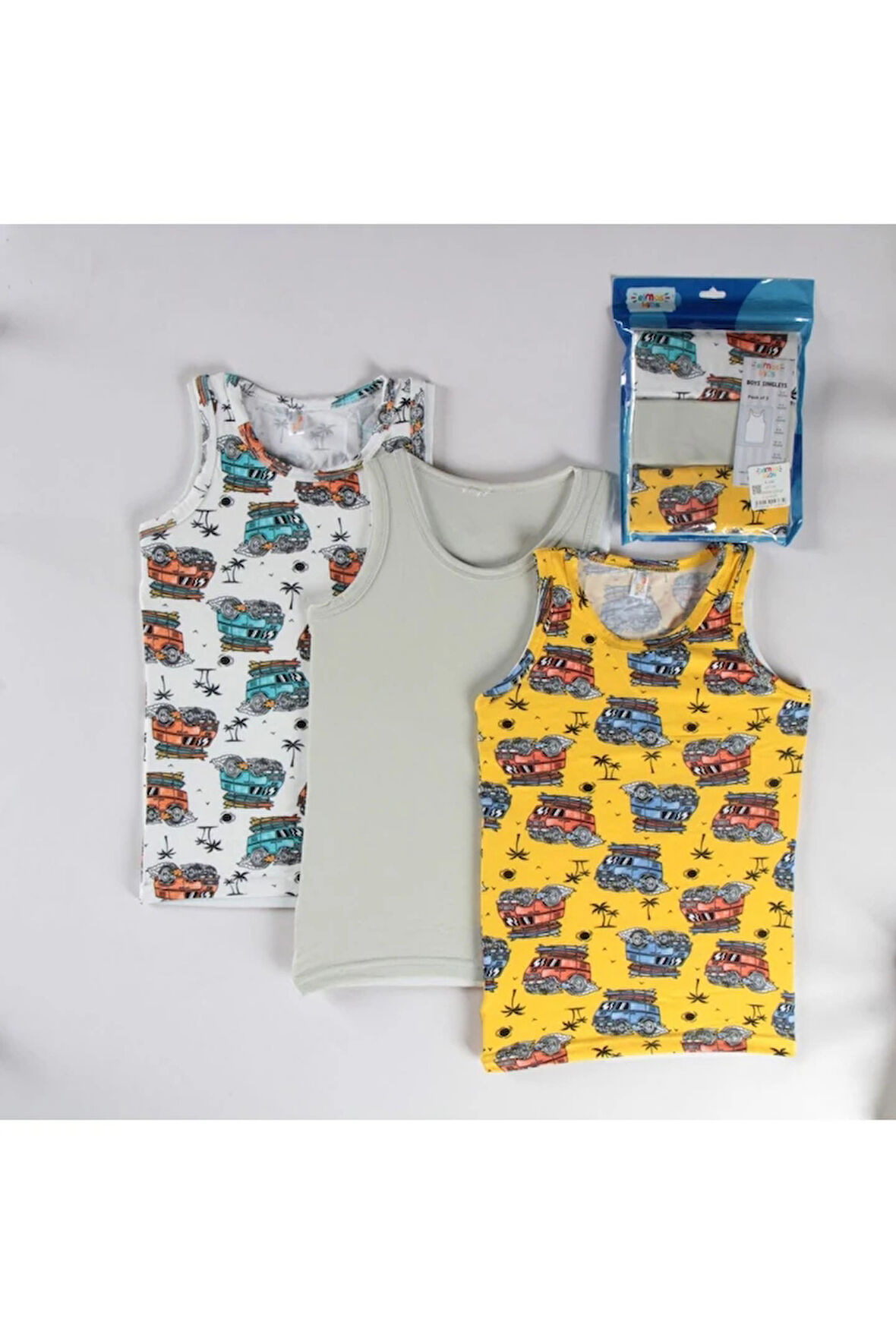 ELMAS Karışık Desen 3lü Erkek Çocuk Atlet Set A-141