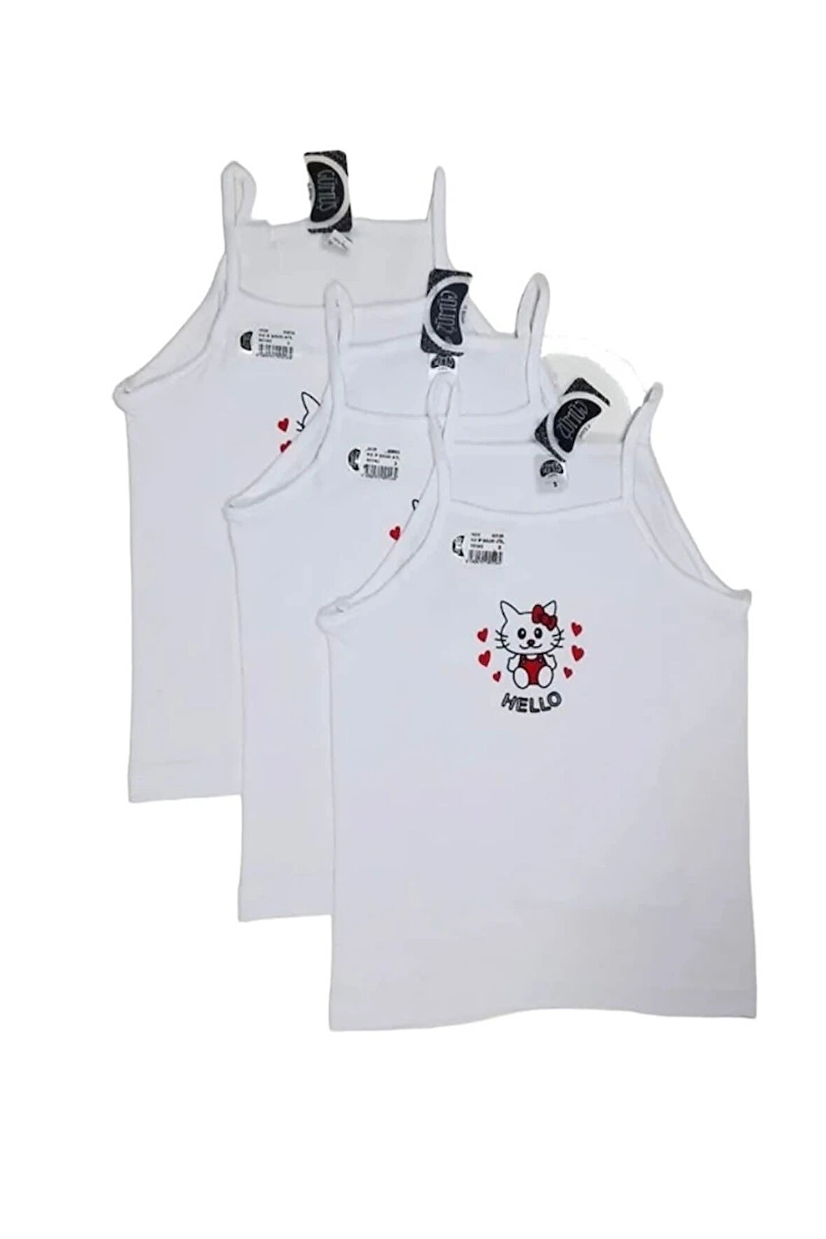 GMŞ Ribana Beyaz 3lü Hello Kity Kız Çocuk Atlet Set A-3028