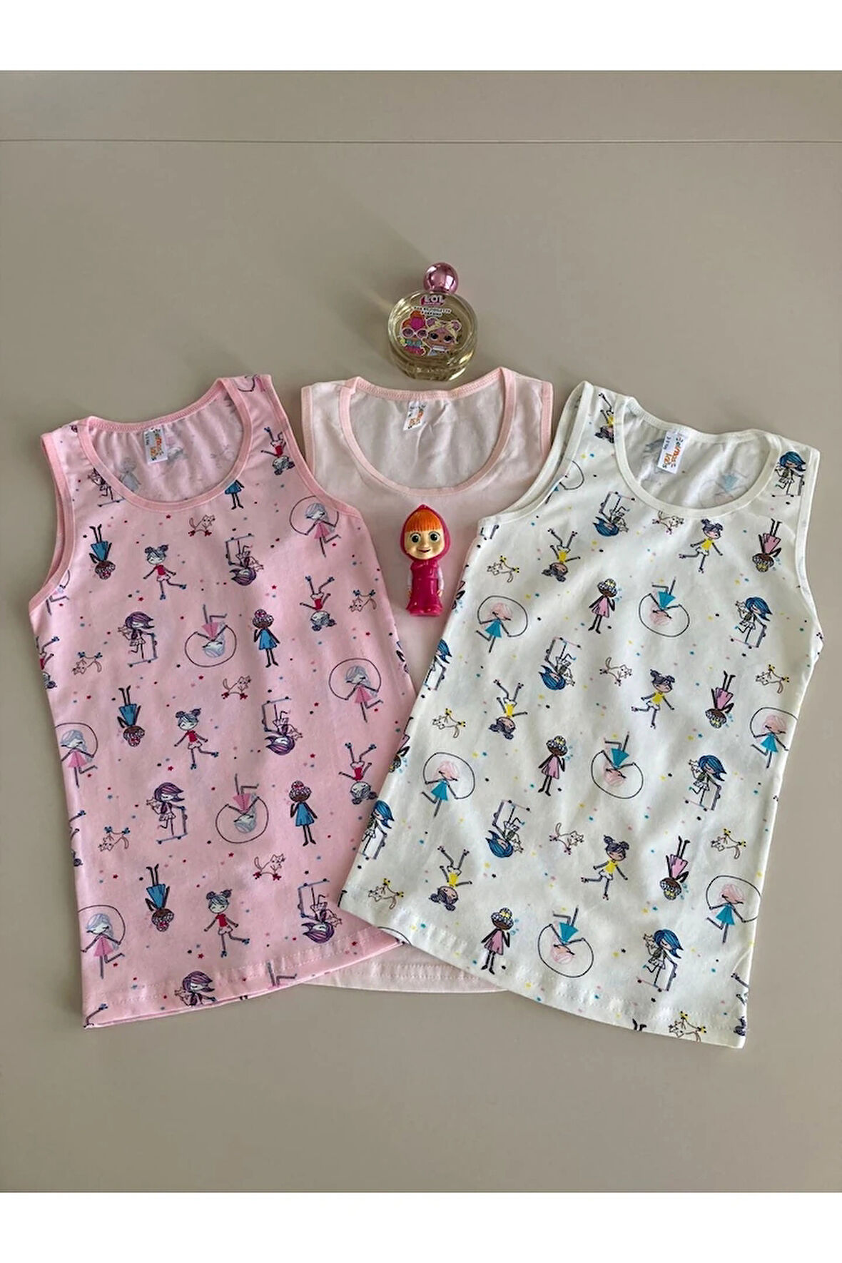 ELMAS Karışık Desen 3lü Kız Çocuk Atlet Set A-76