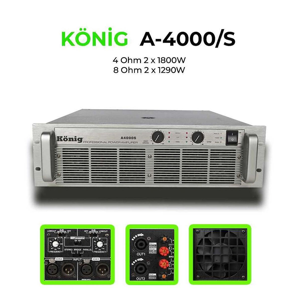 KÖNİG A-4000/S 4 OHM 2x1800W POWER