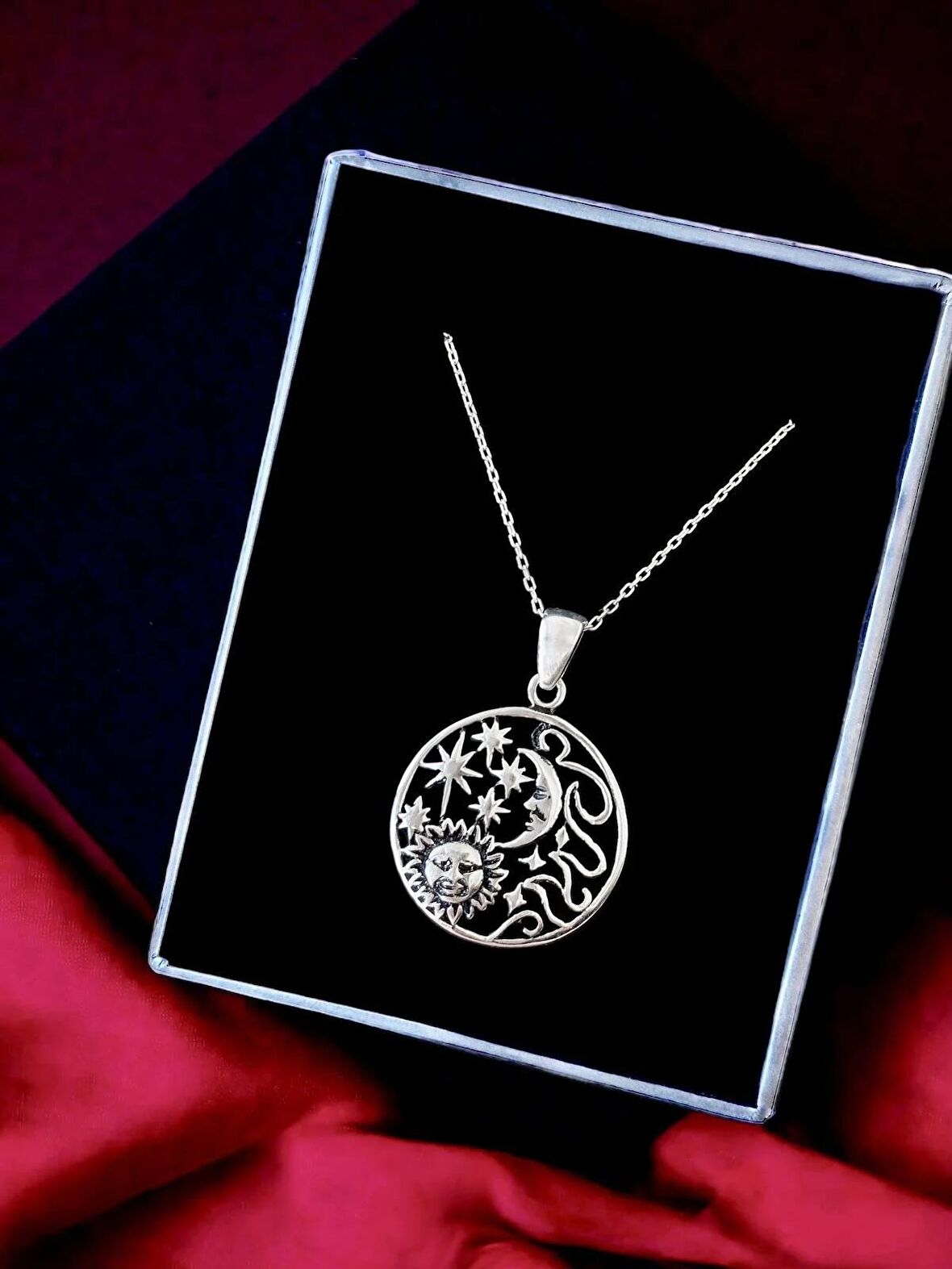 Ay, Güneş, Astroloji Unisex Tasarım 925 Ayar Gümüş Kolye