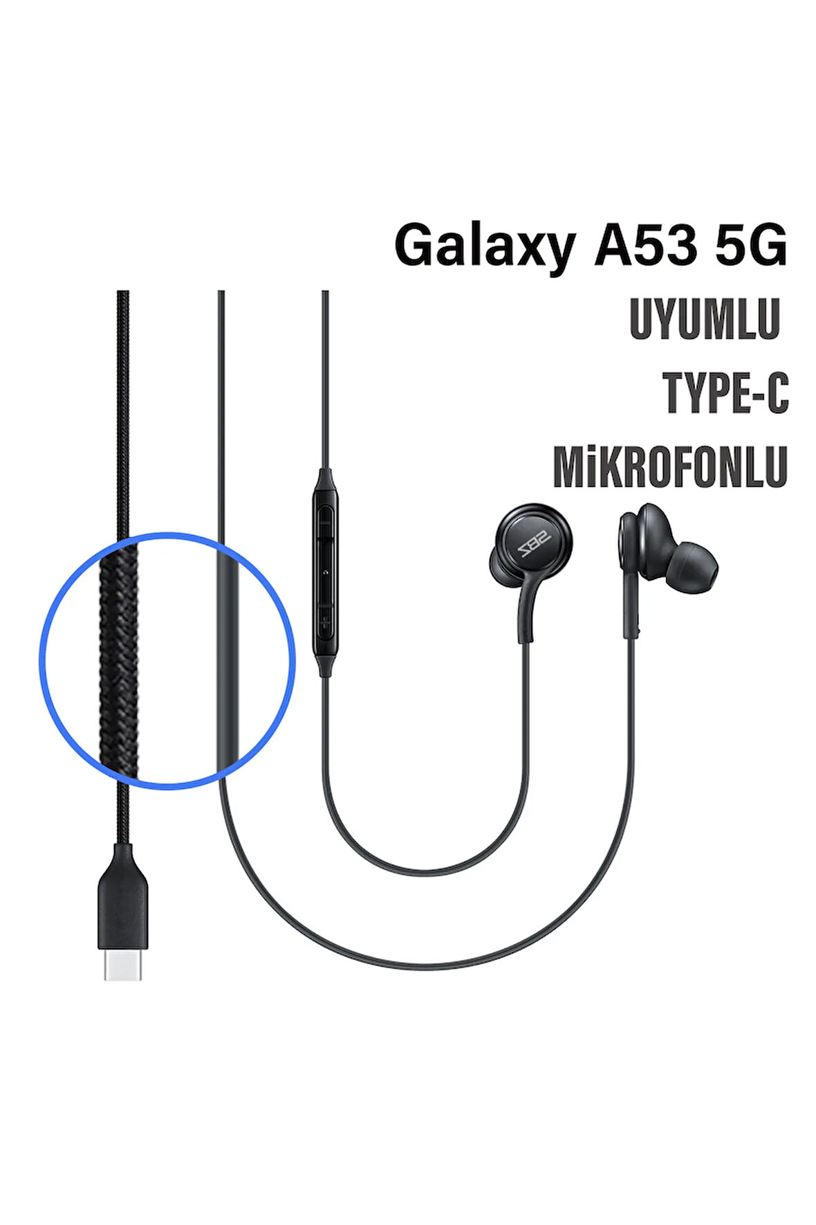 Samsung A53 Kulaklık Samsung Galaxy A53 5G Uyumlu Type C Kulaklık Mikrofonlu