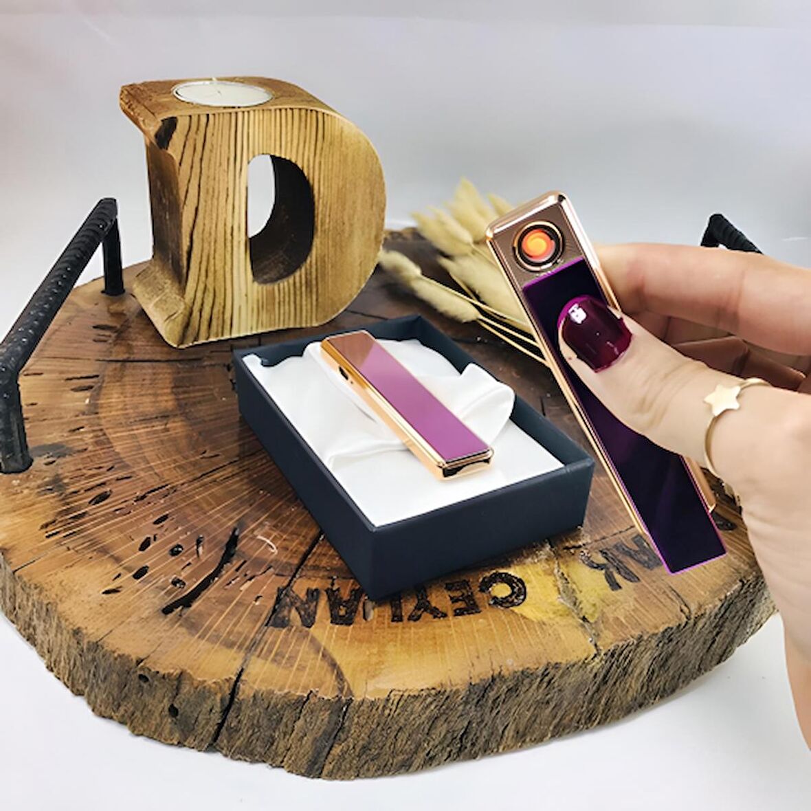 İsme Özel ÇAKMAK ŞARJLI USB'Lİ ELEKTRONİK GÖKKUŞAĞI ÇAKMAK