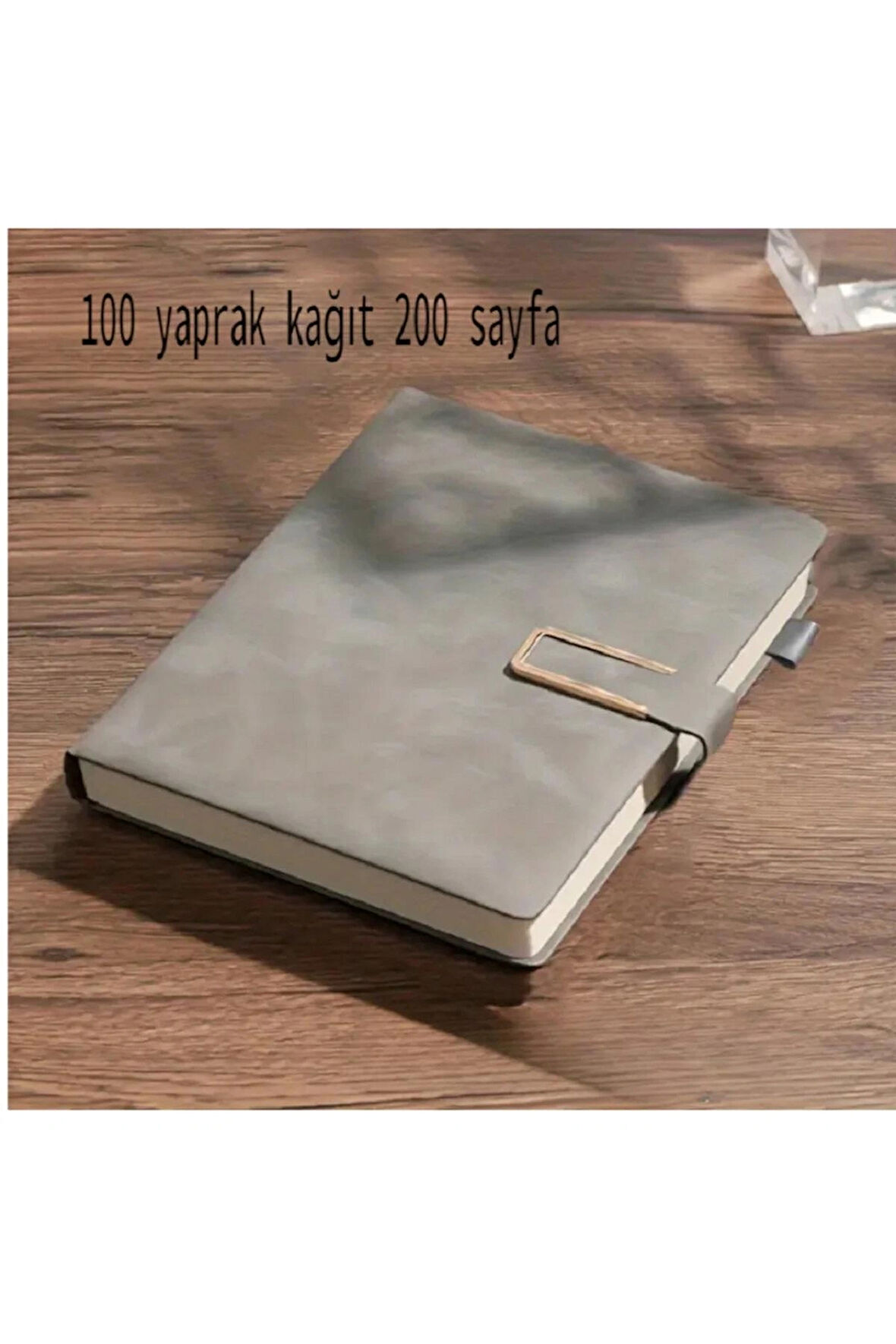 A5 Suni Deri Ciltli Defter - Gündelik Ajanda - Manyetik Kilitli, Kırmızı Çizgili