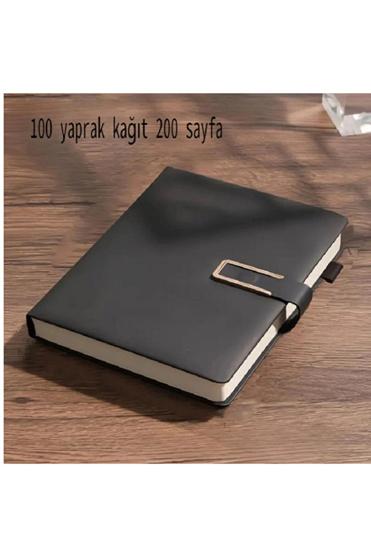 A5 Suni Deri Ciltli Defter - Gündelik Ajanda - Manyetik Kilitli, Kırmızı Çizgili