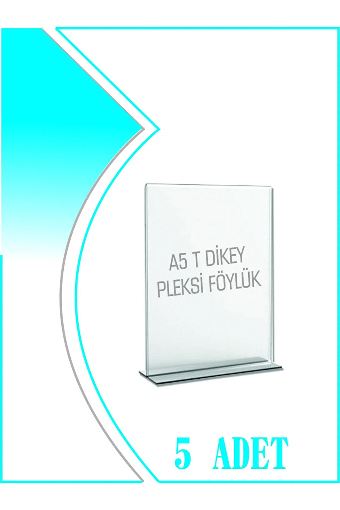 T Tipi A5 Kağıdı Boyutlu Dikey Pleksi Föylük 5 Adet