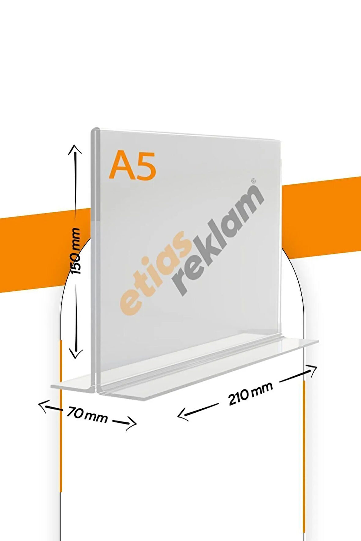 A5 T Tipi Yatay 5'li Masa Üstü 2.8 Mm Şeffaf Pleksi Föylük / Broşürlük