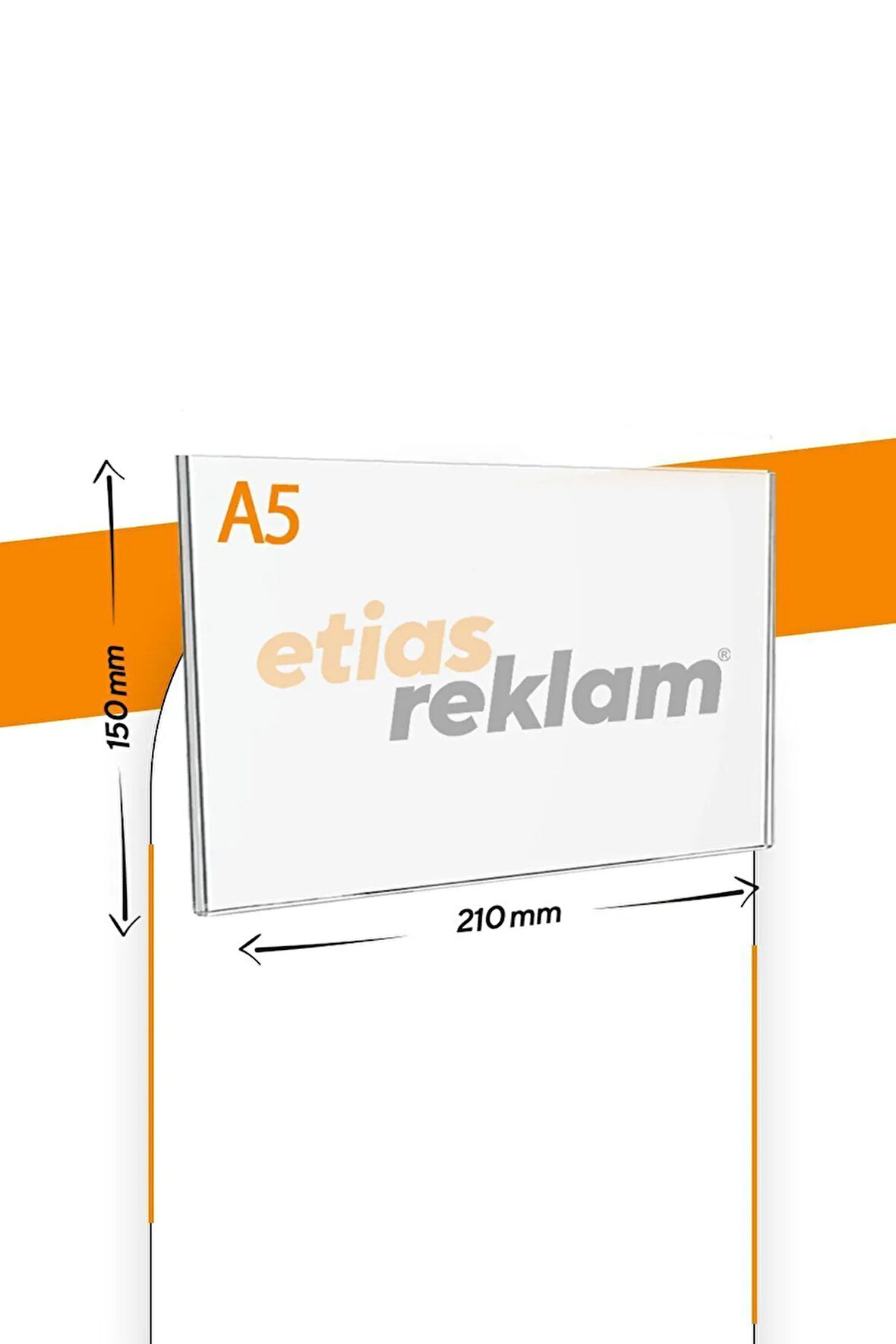 A5 U Tipi Yatay Masa Üstü 2.8 Mm Şeffaf Pleksi Föylük / Broşürlük