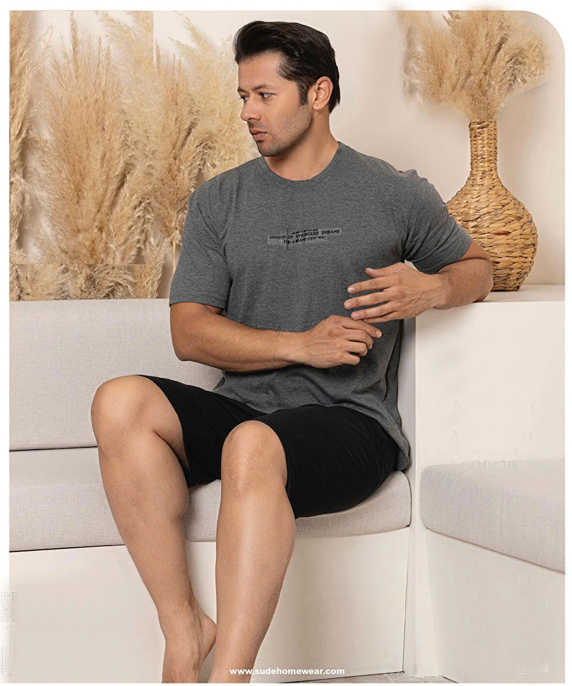 Lukitus Kısa Kol Süprem Pamuk Erkek Şortlu Pijama Takımı