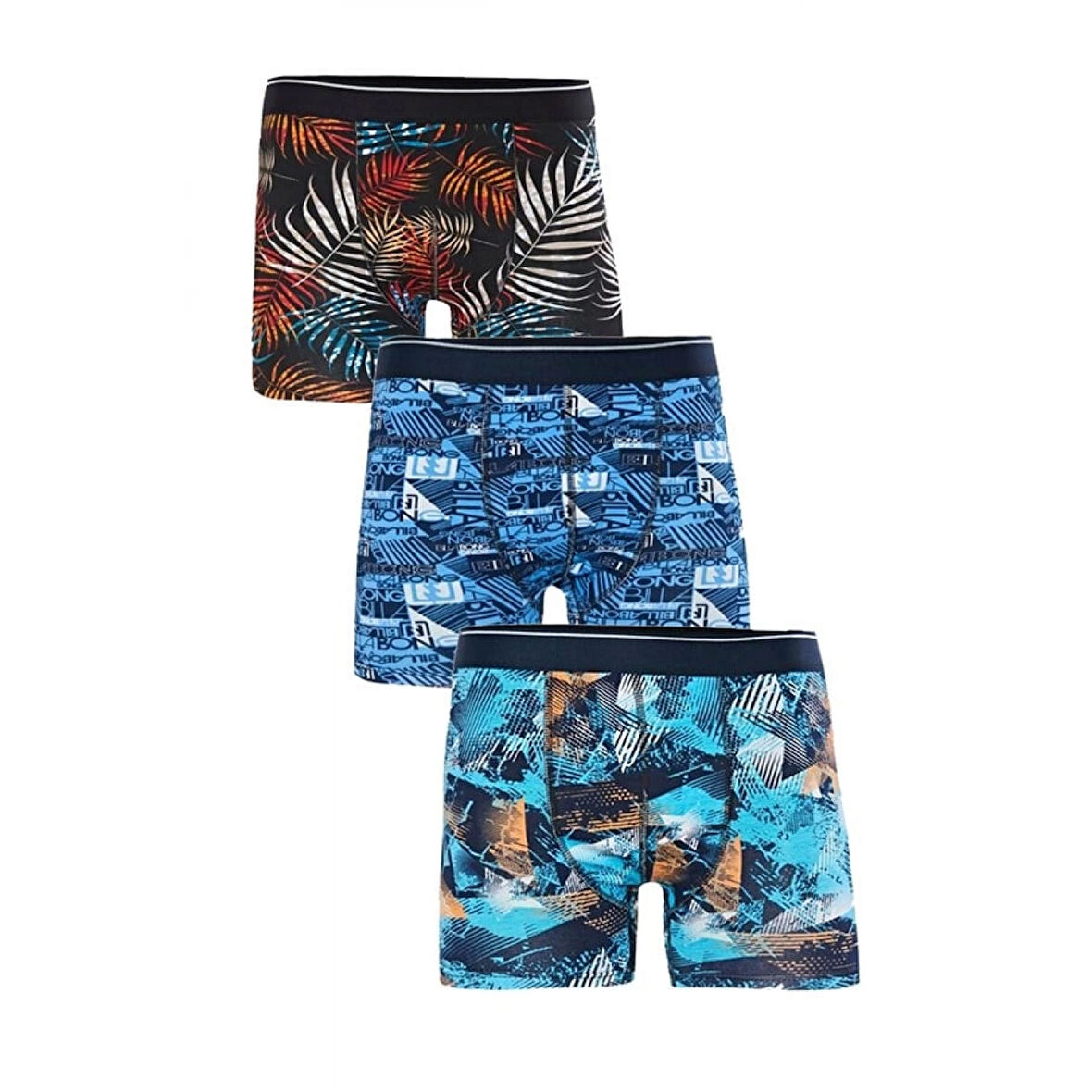 Işıl Erkek  Likralı Boxer Desenli 3 Adet M