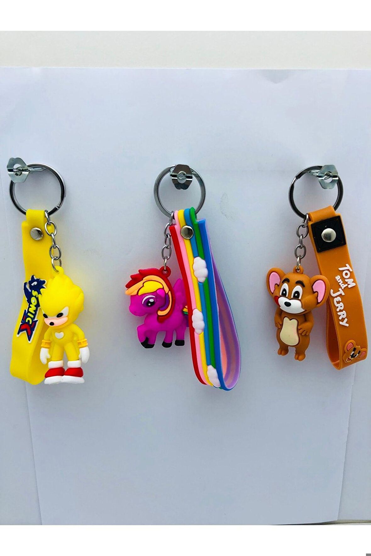 Tails,unicorn Ve Jerry 3 Adet 3d Silikon Anahtarlık Oyuncak Ve Çanta Aksesuarı