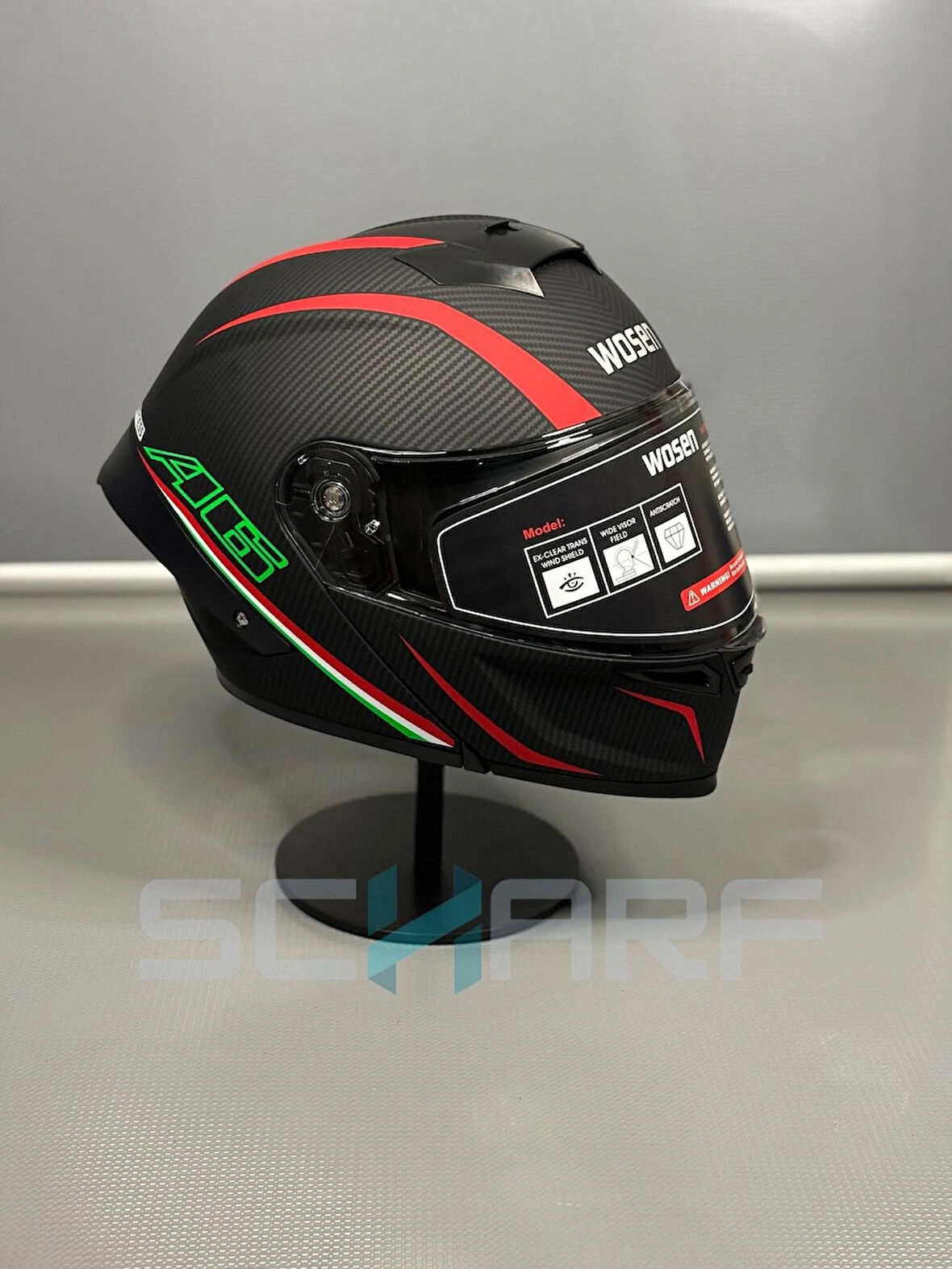 WOSEN Ws-202 Güneş Vizörlü Çene Açılır Kask A6 (Şeffaf Vizörlü)