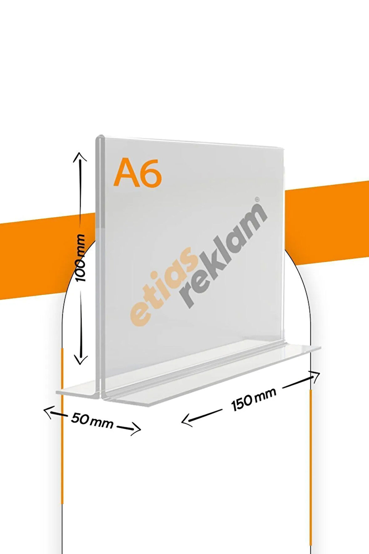 A6 T Tipi Yatay Masa Üstü 2.8 Mm Şeffaf Pleksi Föylük / Broşürlük