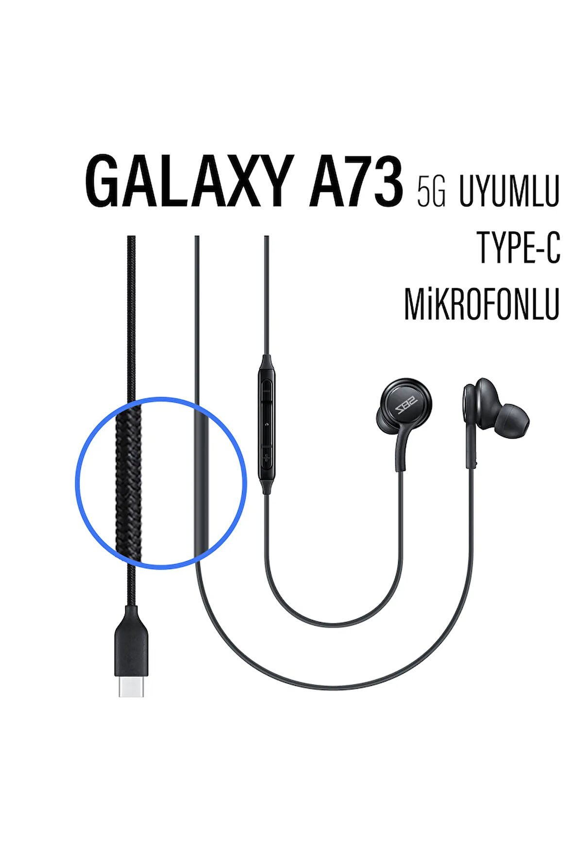 Samsung A73 Uyumlu Type-C Kulaklık Samsung Galaxy A73 5G Kulaklık Type C Mikrofonlu