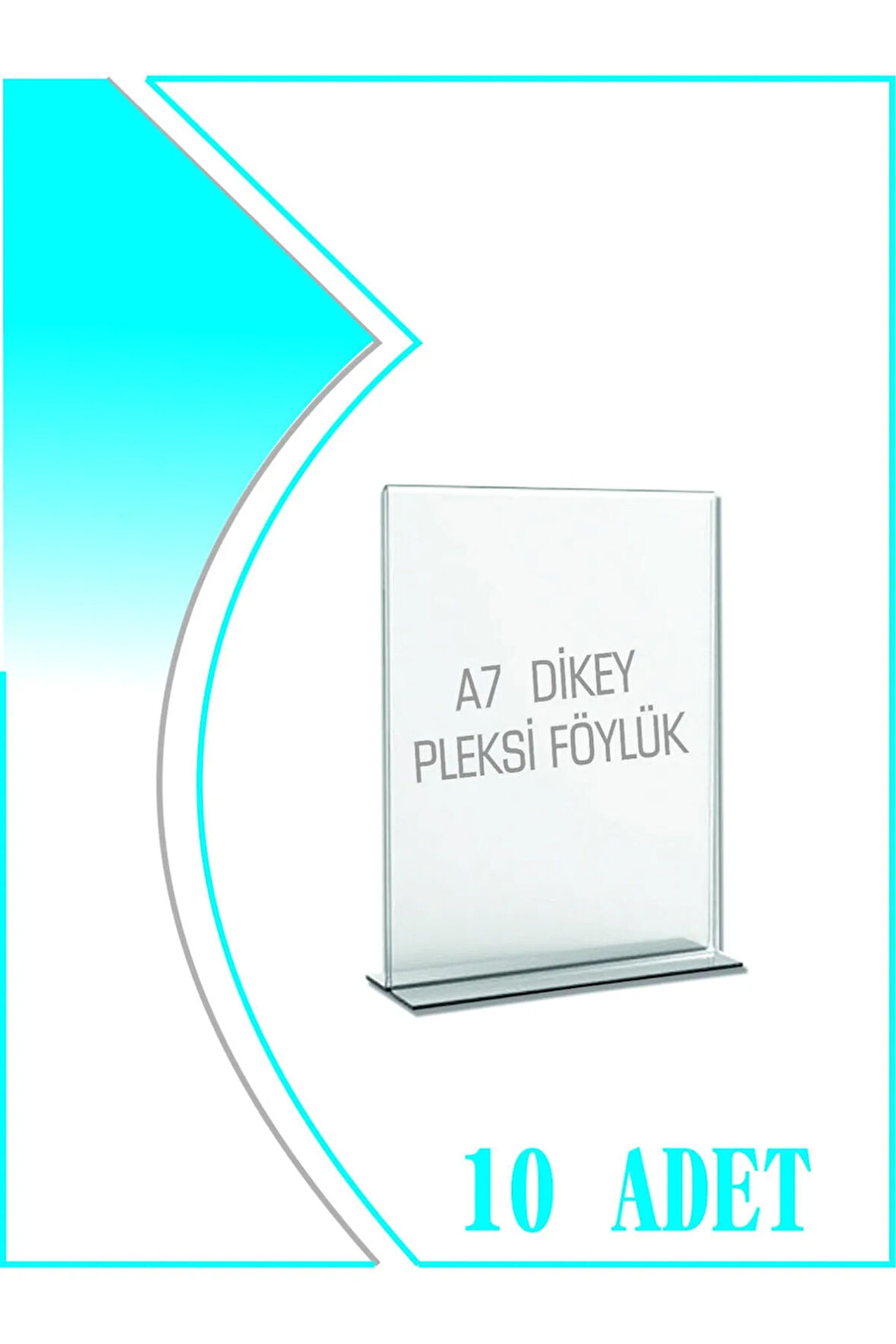 T Tipi A7 Kağıdı Boyutlu Dikey Pleksi Föylük 10 Adet