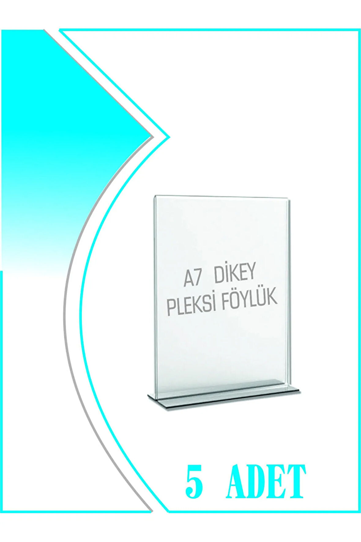 L Tipi A7 Kağıdı Boyutlu Dikey Pleksi Föylük 5 Adet