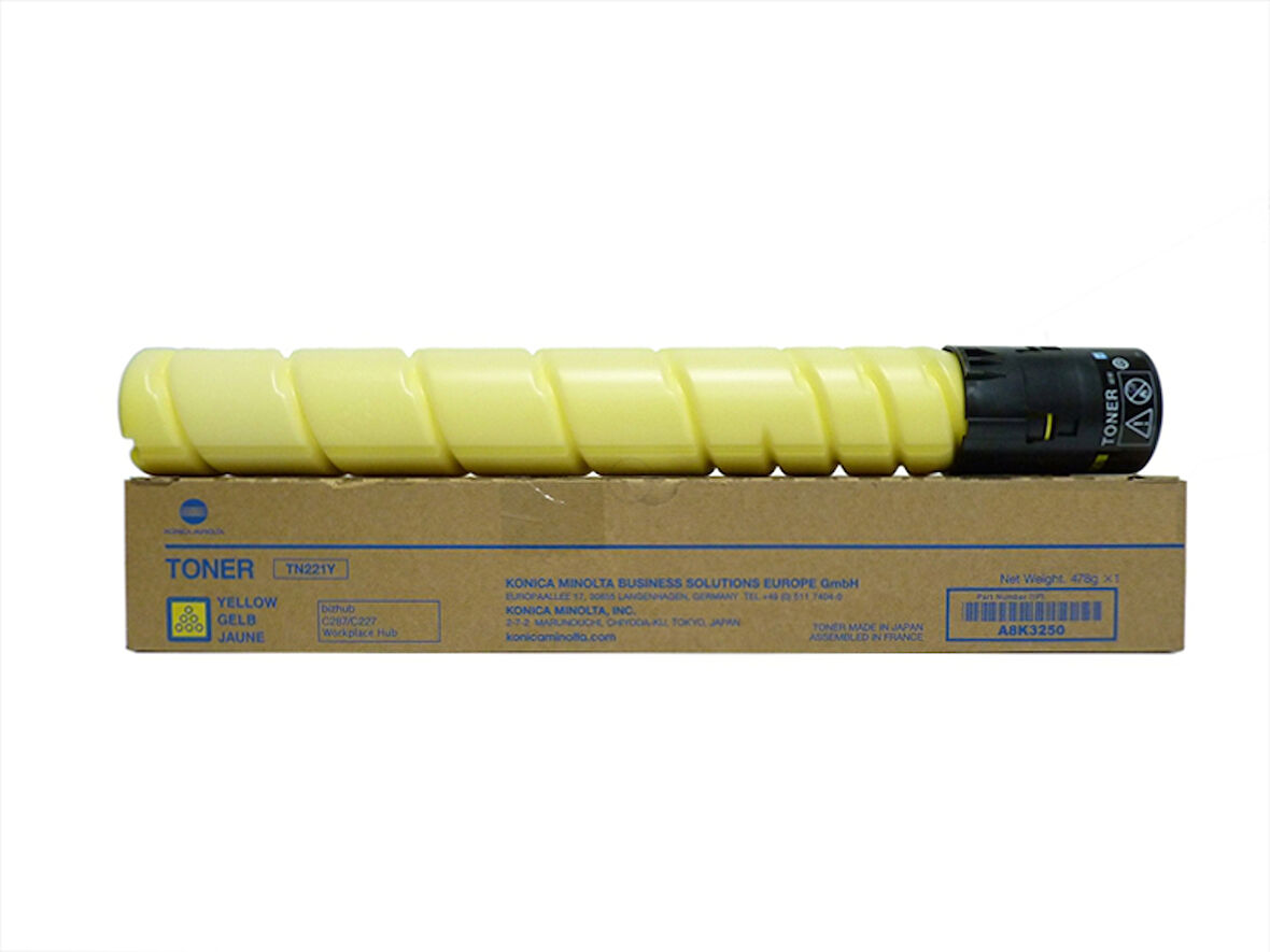 TN-221Y Sarı Toner Orjinal, Bizhub C227, C287, A8K3250