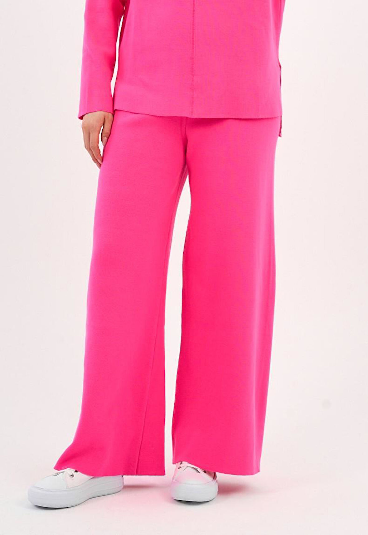 Beli Lastikli Geniş Paça Triko Pantolon (A90944-S-ALT)