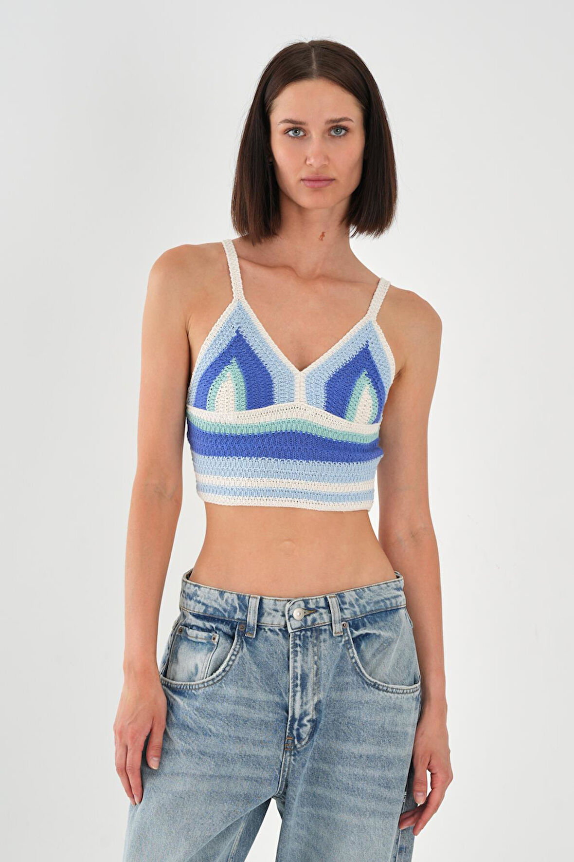 ALEXANDERGARDI Örgü Detaylı Desenli Kadın Crop Atlet