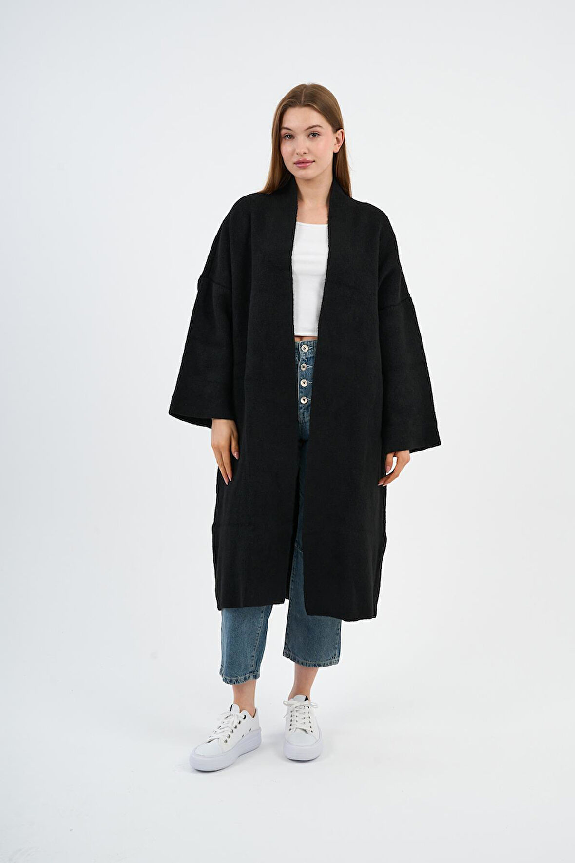 Kadın Oversize Uzun Triko Hırka (A91828-S)